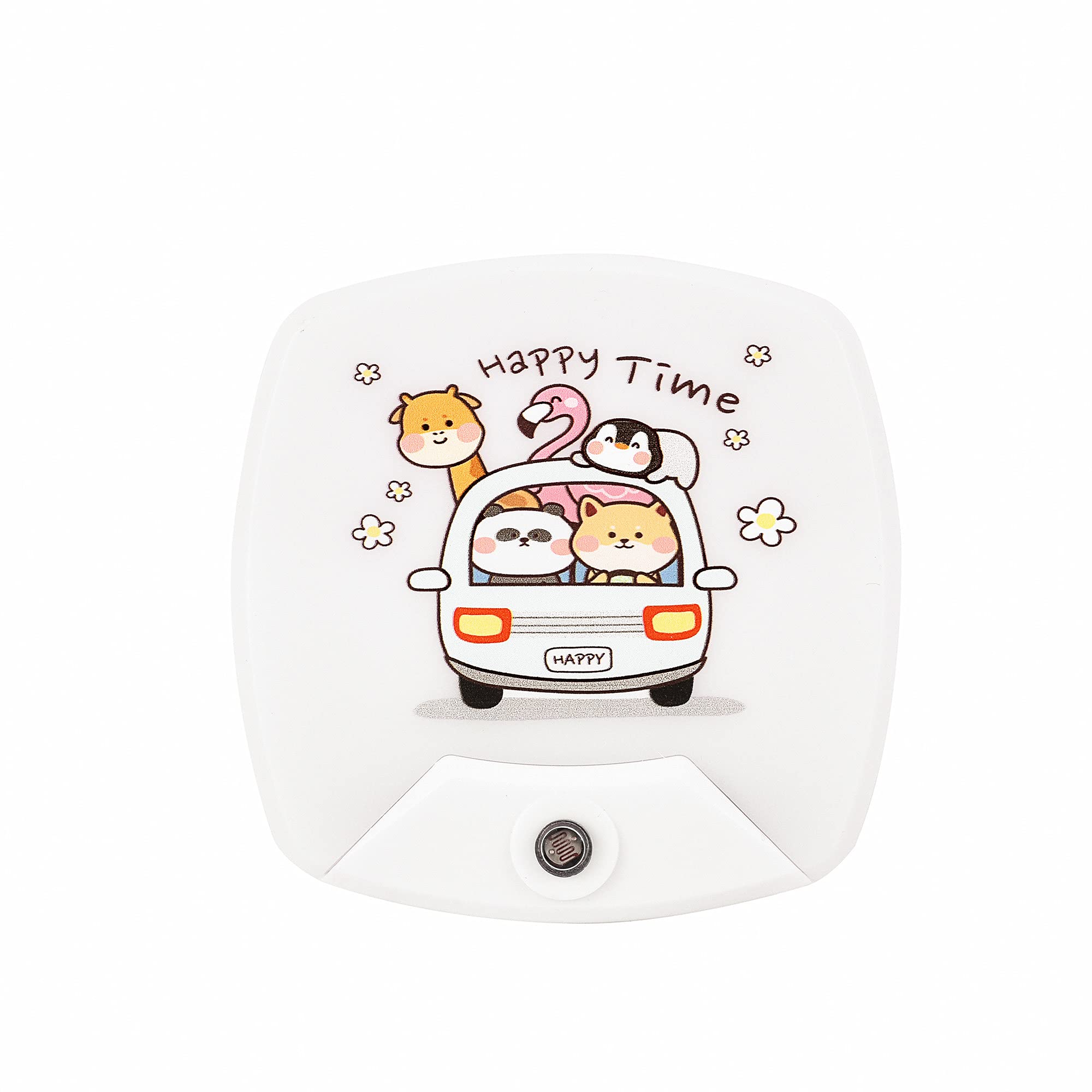 2 Pack - Cartoon Animals LED Plug-in Night Light for Kids - Wall Lamp Take Good Care Children Sleep Light Sensor Auto Controlled