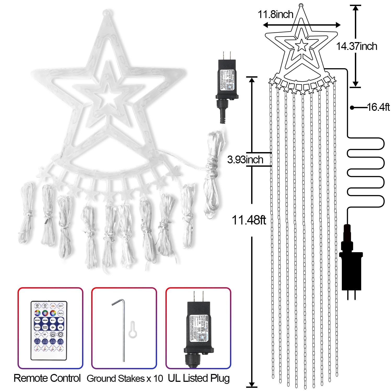 Smart Valentines Day Decorations Lights With Star Topper, 11.48Ft 350 Led Diy Waterfall Tree Lights With Remote Timer Color Chan