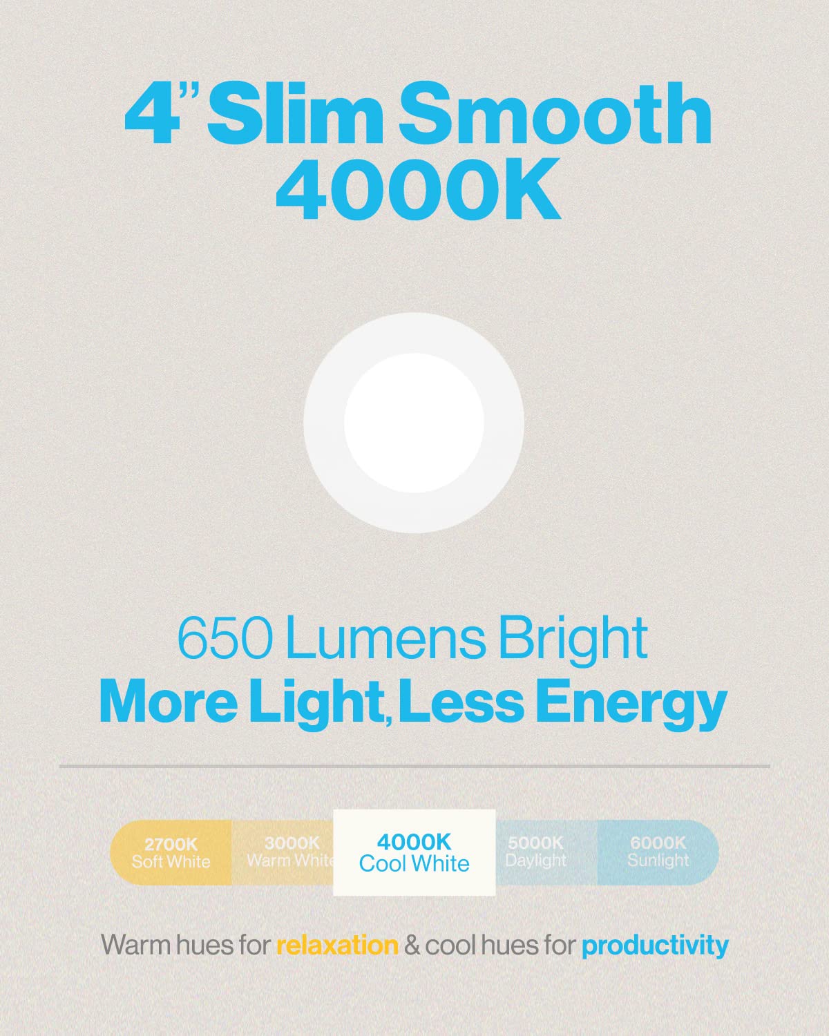 Sunco Lighting 48 Pack 4 Inch Ultra Thin Led Recessed Ceiling Lights Slim, 4000K Cool White, Dimmable, 10W=60W, Smooth Trim, Wafer Thin, Canless With Junction Box - Energy Star
