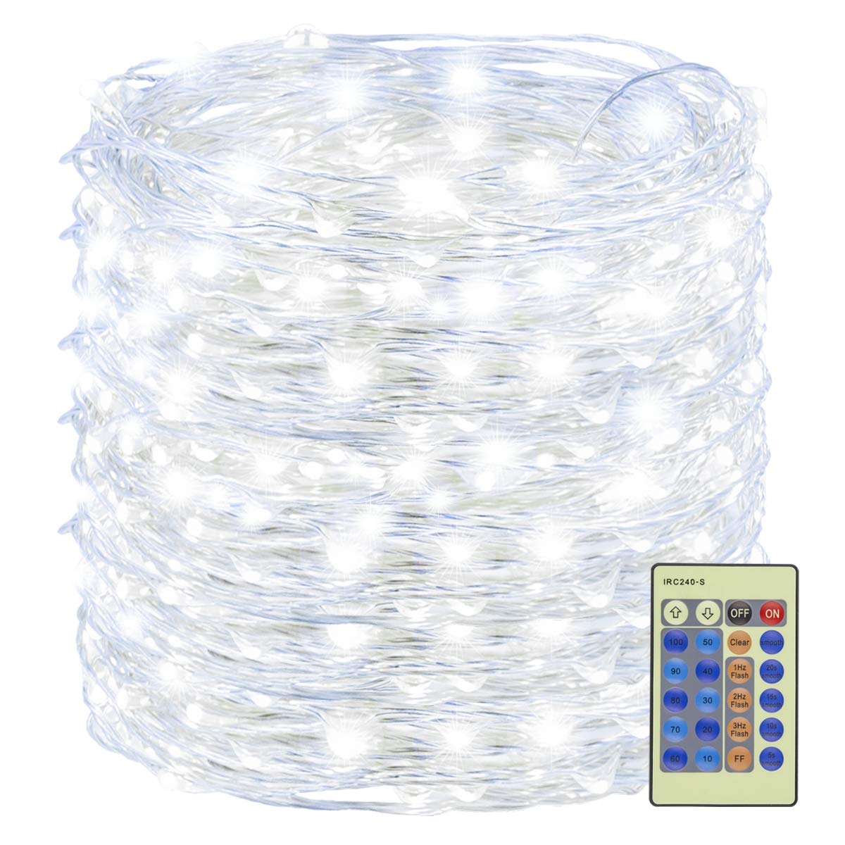 Decute 500Led 164Ft Fairy String Lights Cool White Christmas Light Silver Wire W/Remote, Firefly Lights Starry Light For Diy Chr