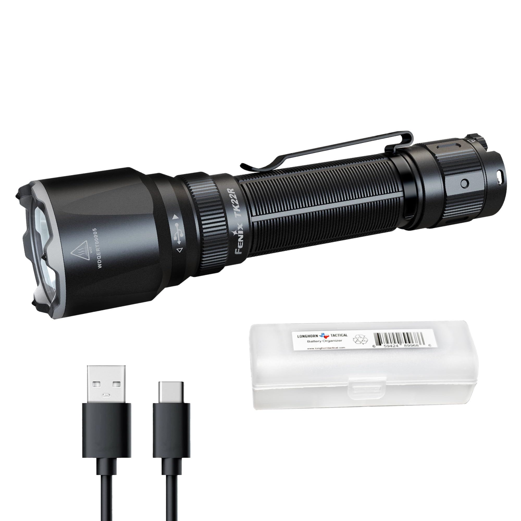Fenix TK22R Tactical Flashlight, 3200 Lumens USB-C Rechargeable, 525 Yards Long Throw, High Power Super Bright with Lumentac Org