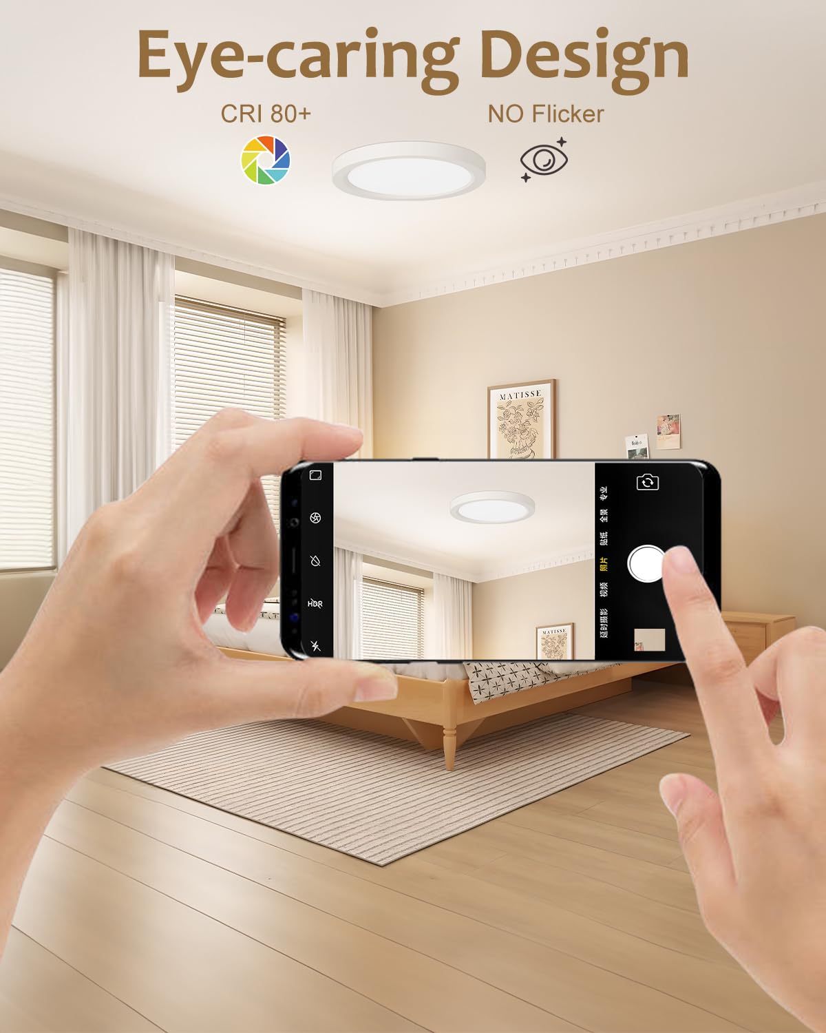 Wembanma Premium 9 Inch Ceiling Light Fixture,18W 1800Lm, Installs With Junction Box Or Recessed Can, 5Cct Selectable Flush Moun