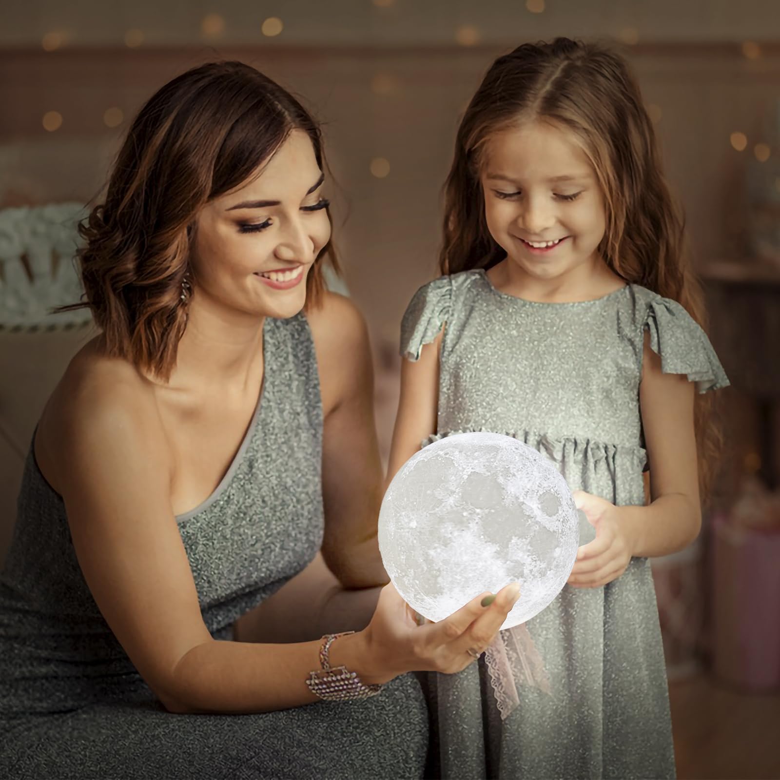 Brightworld 5.9Inch Moon Lamp 3D Printing Moon Light 16 Colors Night Light, Birthday Gift Mothers Day Gifts For Women Men Girls