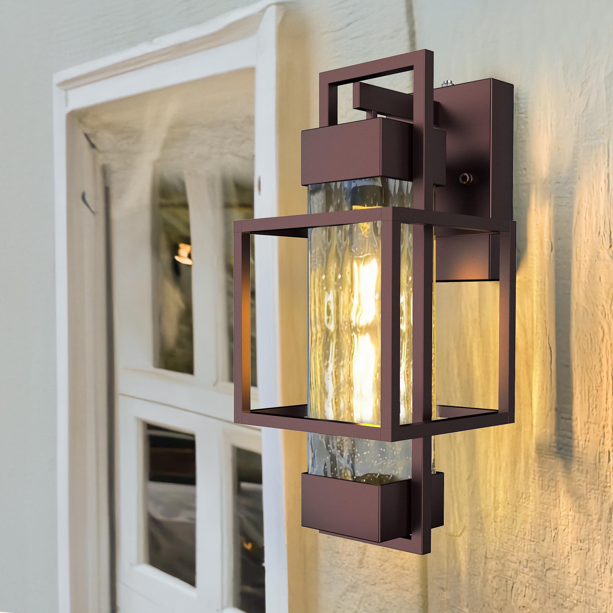 PARTPHONER Modern Outdoor Light Fixtures 15in Waterproof Wall Sconce 2 Pack, Oil Rubbed Bronze, Dusk to Dawn, Model PAWL167AZ2