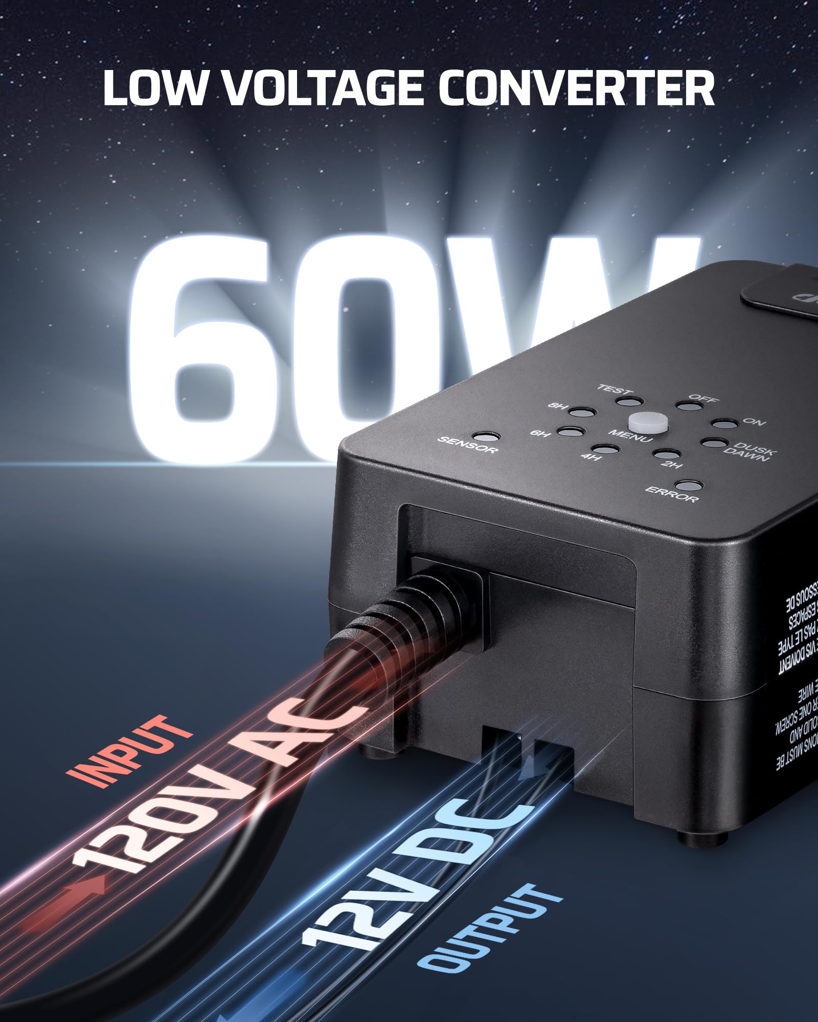 Dewenwils 60W Low Voltage Transformer With Remote Control, 120V Ac To 12V Dc, Dusk To Dawn Sensor & Timer, Weatherproof Low Volt