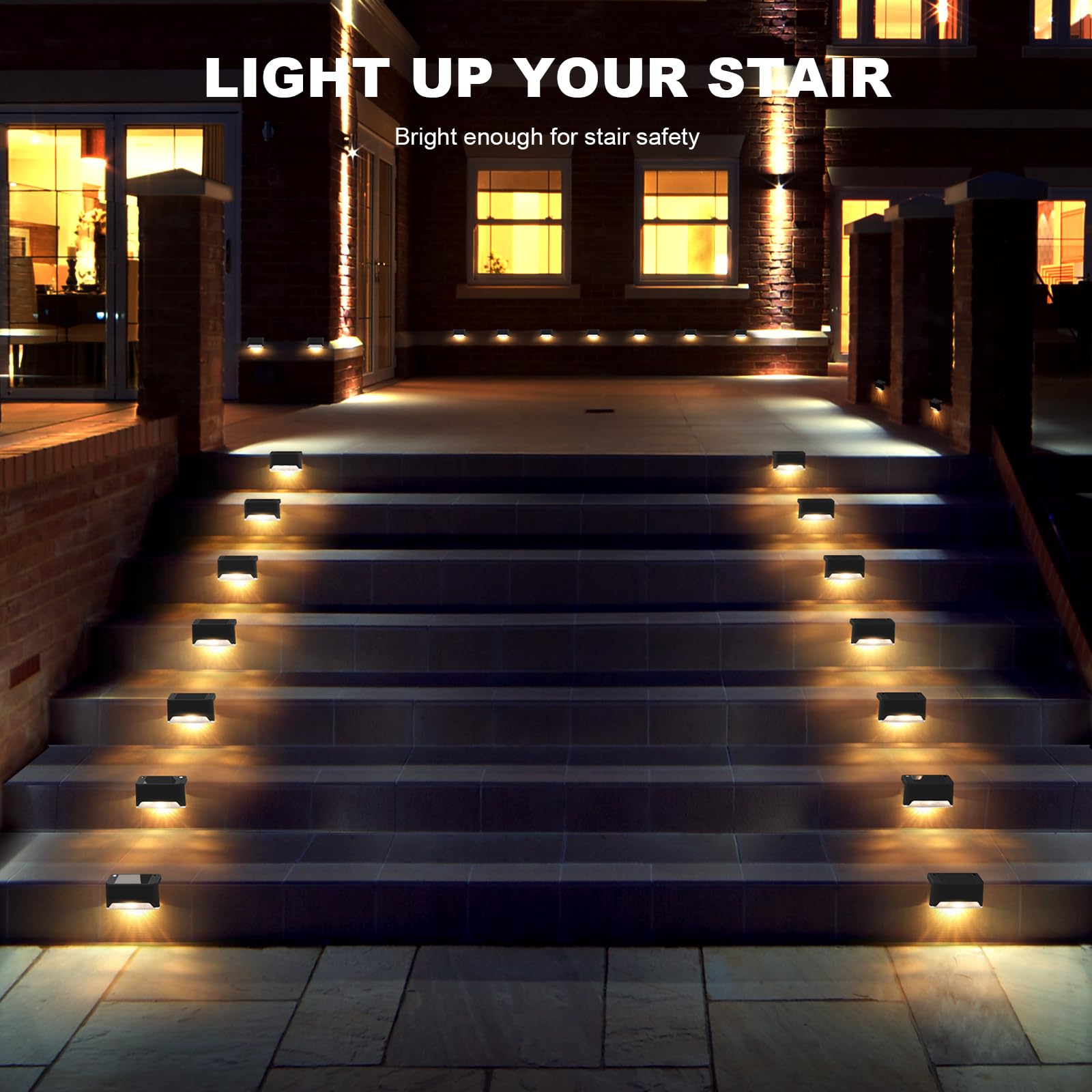 pearlstar Solar Step Lights 16 Pack Waterproof LED Fence Lamp for Patio, Stairs, Garden - Black Model 588
