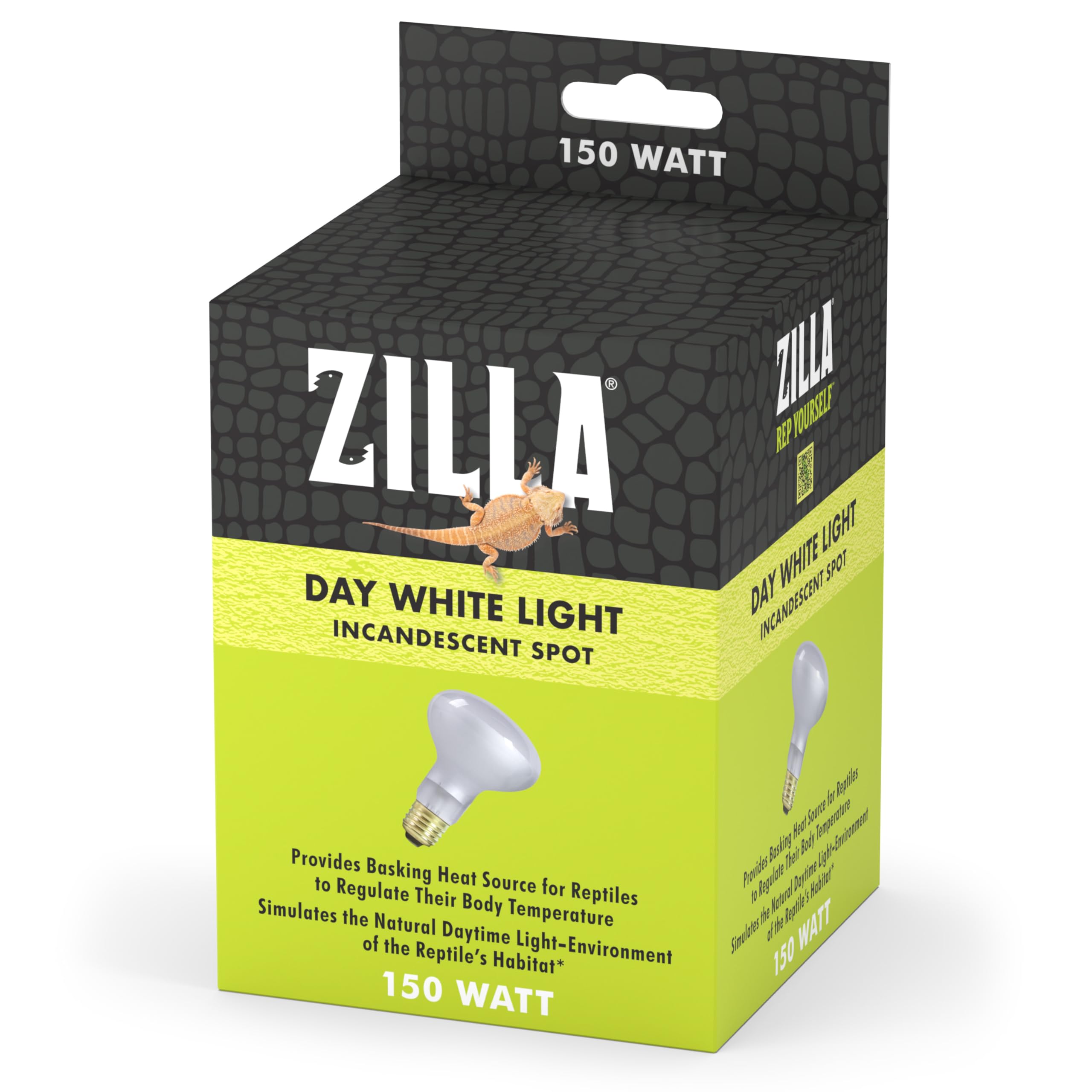 Zilla 150W Incandescent Heat Lamp For Reptile Terrariums - Day White Glass Bulb