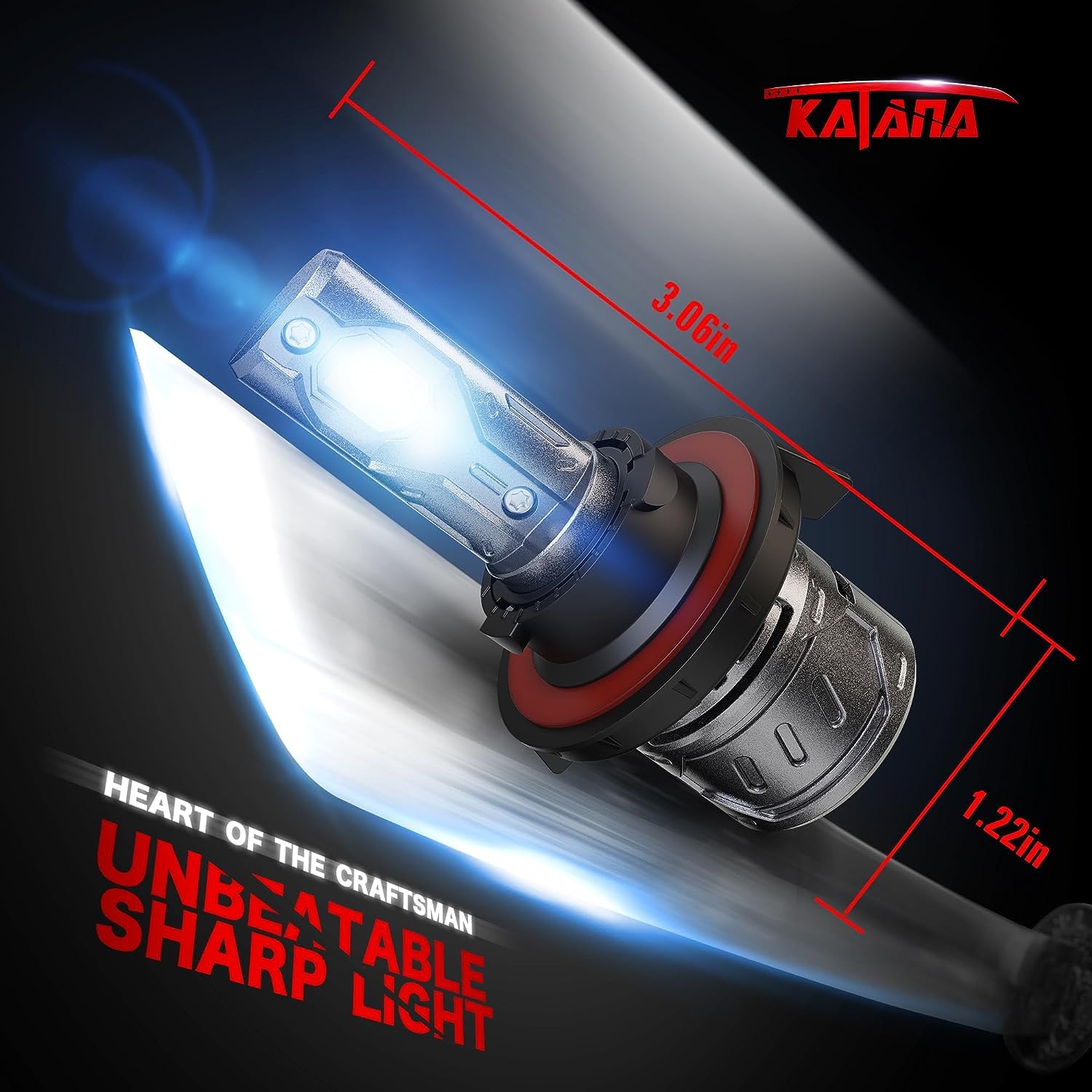 Katana H13 Light Bulb, 70W 6500K Super Bright, Mini Size, Plug and Play, Model 9008