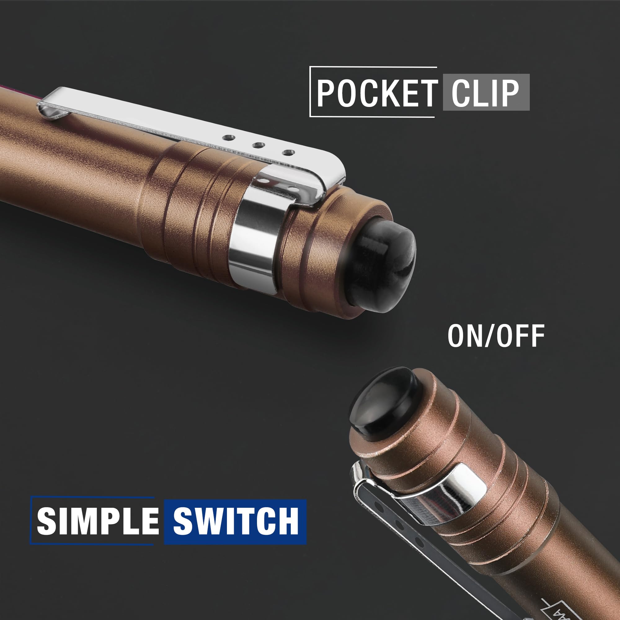Workpro Led Pen Light, Aluminum Pen Flashlights, Pocket Flashlight With Clip For Inspection, Emergency, Everyday, 2Aaa Batteries Include, Brown(4-Pack)