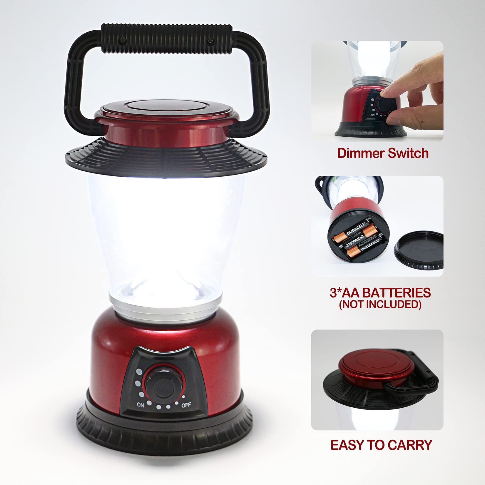 FANT.LUX LED Camping Lantern - Dimmable COB Light, Battery Powered, Model NBMD122, Red-2 Pack