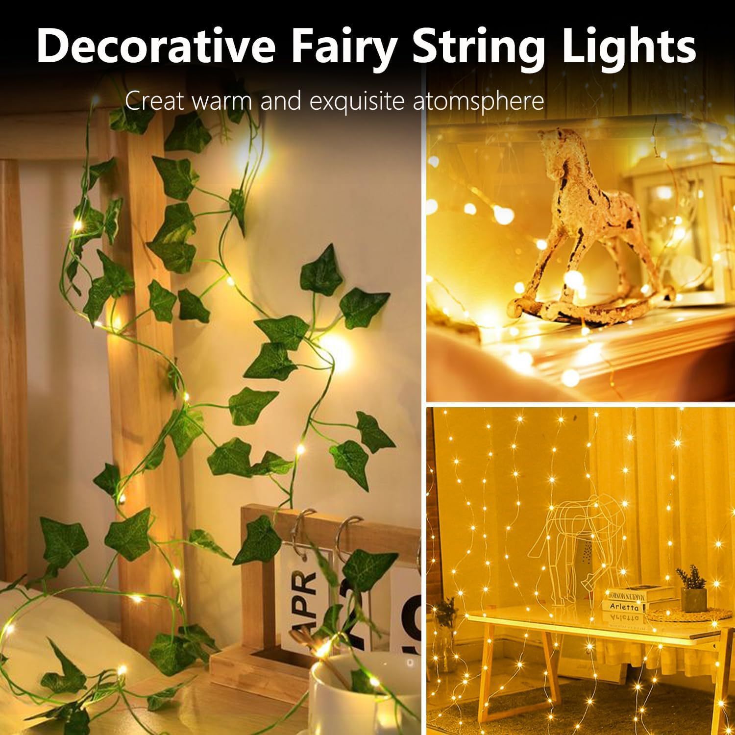 Tasodin Led Fairy Lights Waterproof 16.4Ft String Lights Battery Operated For Wedding, Home, Garden, Party, Christmas Decoration, Warm White