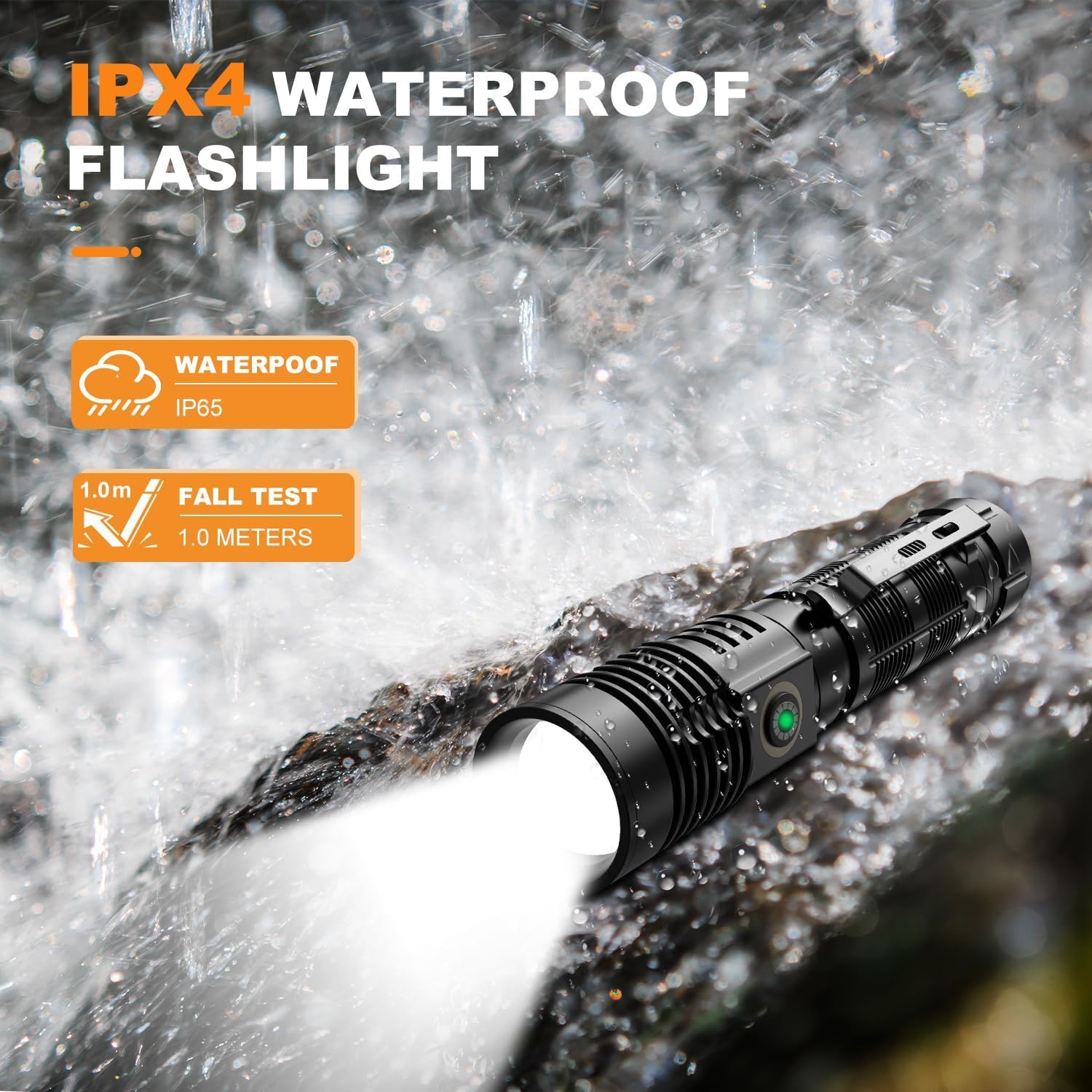 Small Tactical Flashlights 20000 High Lumens - 1500 Meters Long Beam Super Bright Led Magnetic Flashlight Usb Rechargeable Zoomable 5Modes Long Beam Spotlight Flashlight For Hiking  Camping  1Pcs