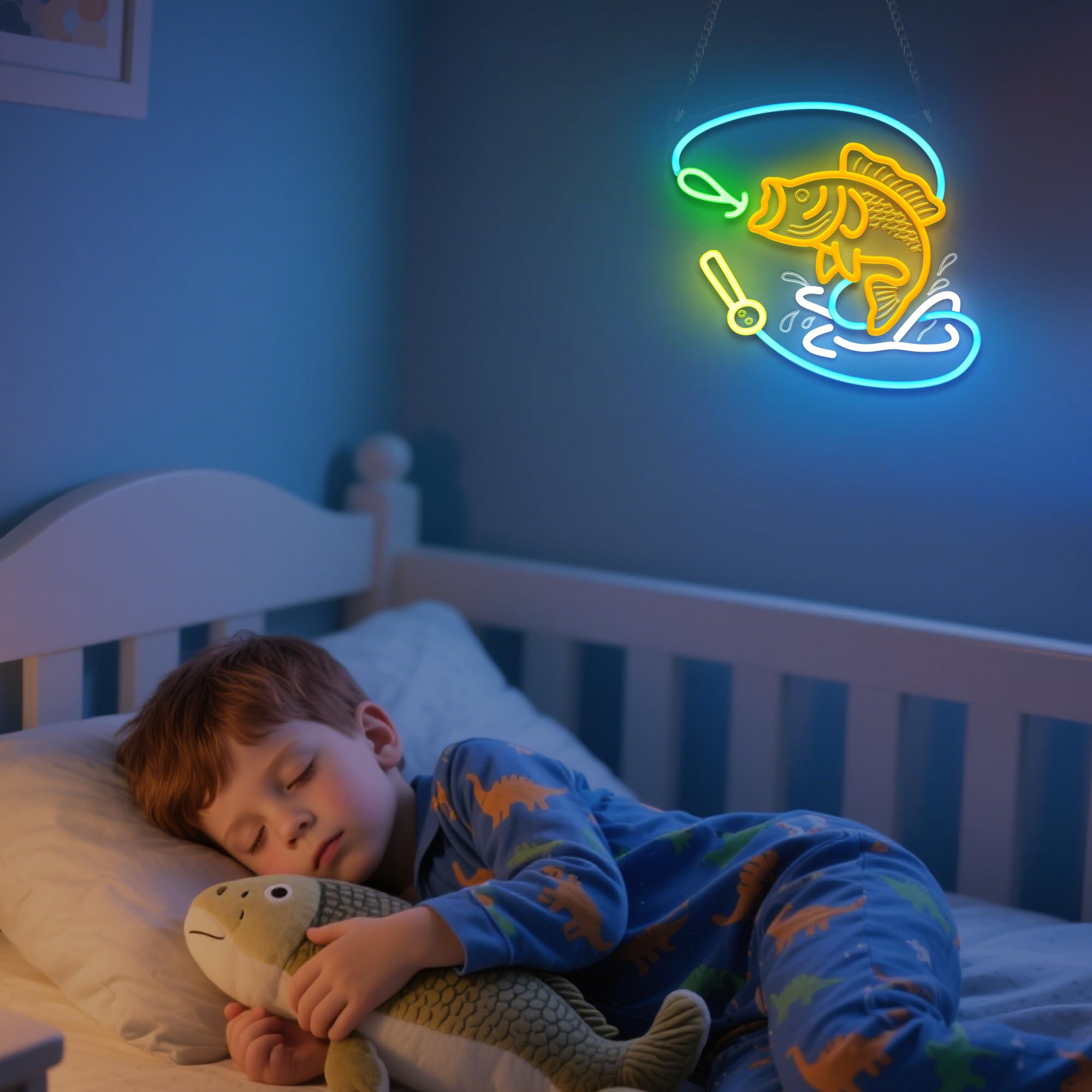nite Fishing Neon Sign  Led Neon Lights For Room Wall Table Decor Art  Home Party Birthday Holiday Gift For Fishing Lovers Kids Teens mature-themeds