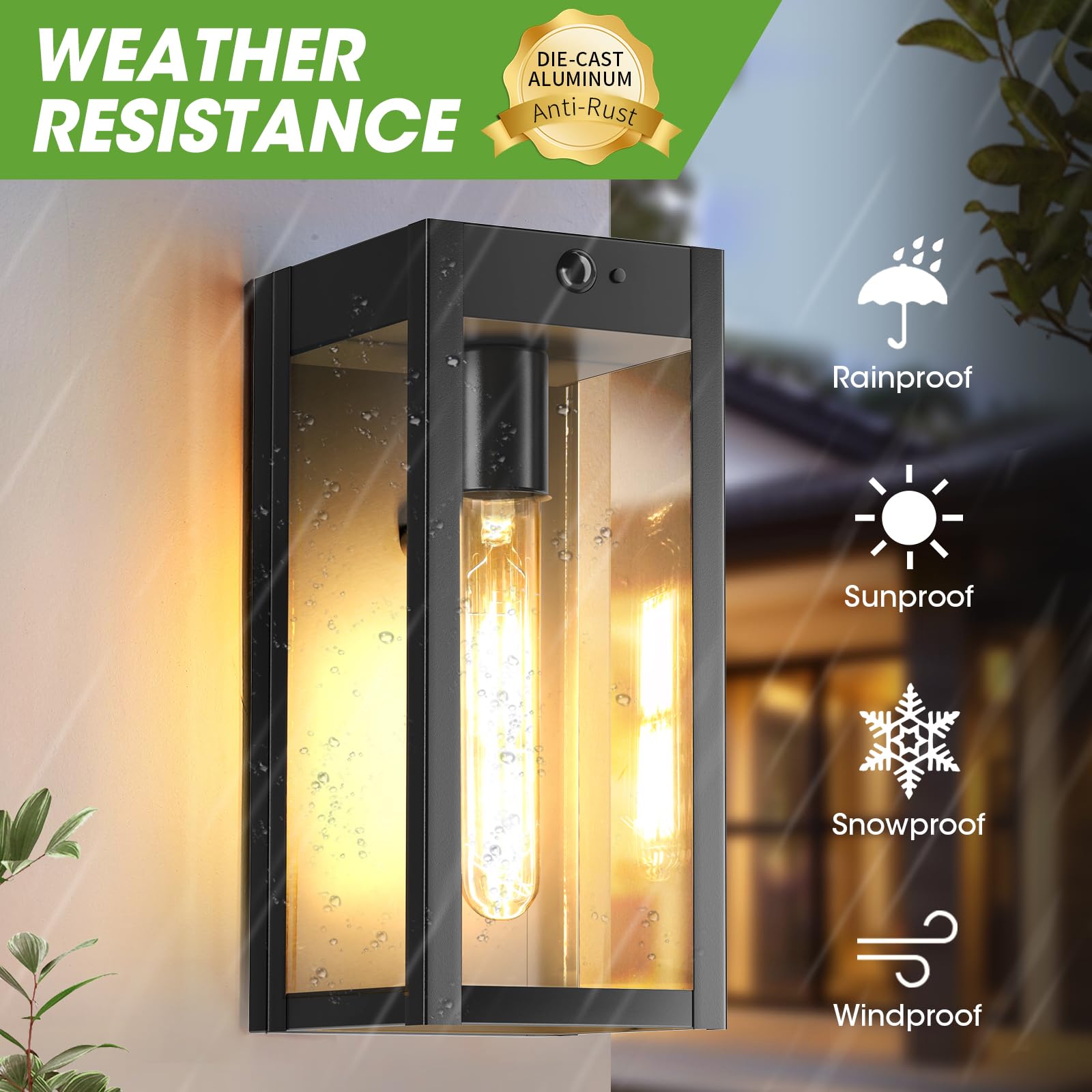 10.6 Motion Sensor Outdoor Wall Sconce Lights 2Pack  Dusk To Dawn Black Exterior Lighting Fixtures With 3 Lighting Modes  Front Porch Lights Outdoor Garage Lighting Fixtures Wall Mount For House