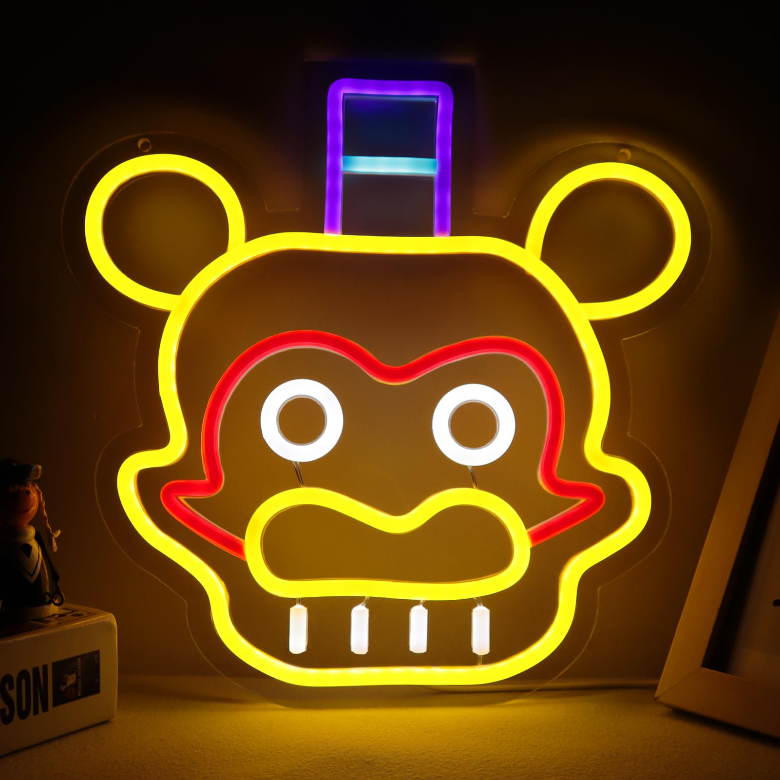 AHlove Neon Sign - Five Nights at Freddys Glamrock Freddy, LED Wall Decor, 12.2 x 12 inches, Acrylic, Neon Colors