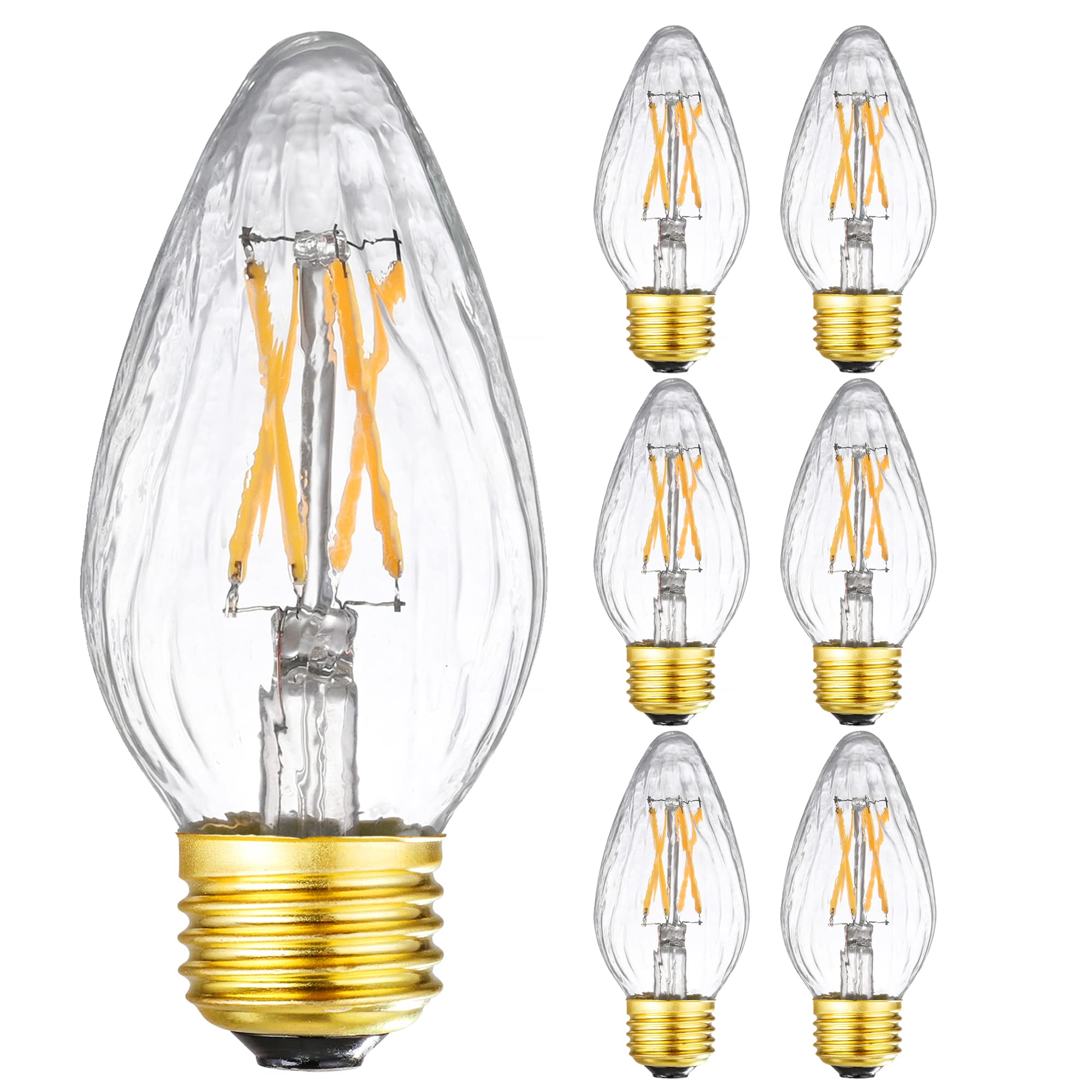 Leools Dimmable E26 Led Bulb 6W Equal 60 Watt Vintage Led Edison Bulb Ac120V 3000K Soft White F15 Led Bulb For Ceiling Fan Light