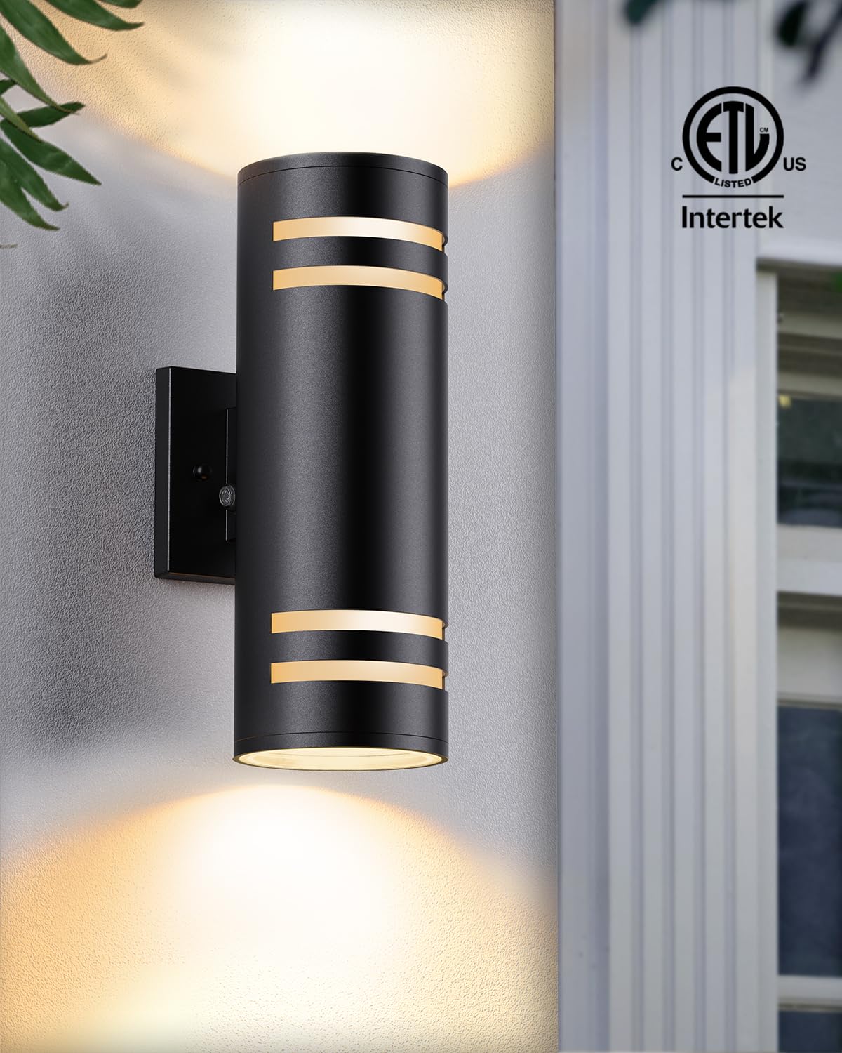 Shimr Dusk To Dawn Outdoor Lighting 2 Pack  Modern Outdoor Wall Lights With Led Bulbs  Matte Black Exterior Lighting Fixtures Wall Mount  Up And Down Outside Lights For House Porch Garage [Etl Listed]