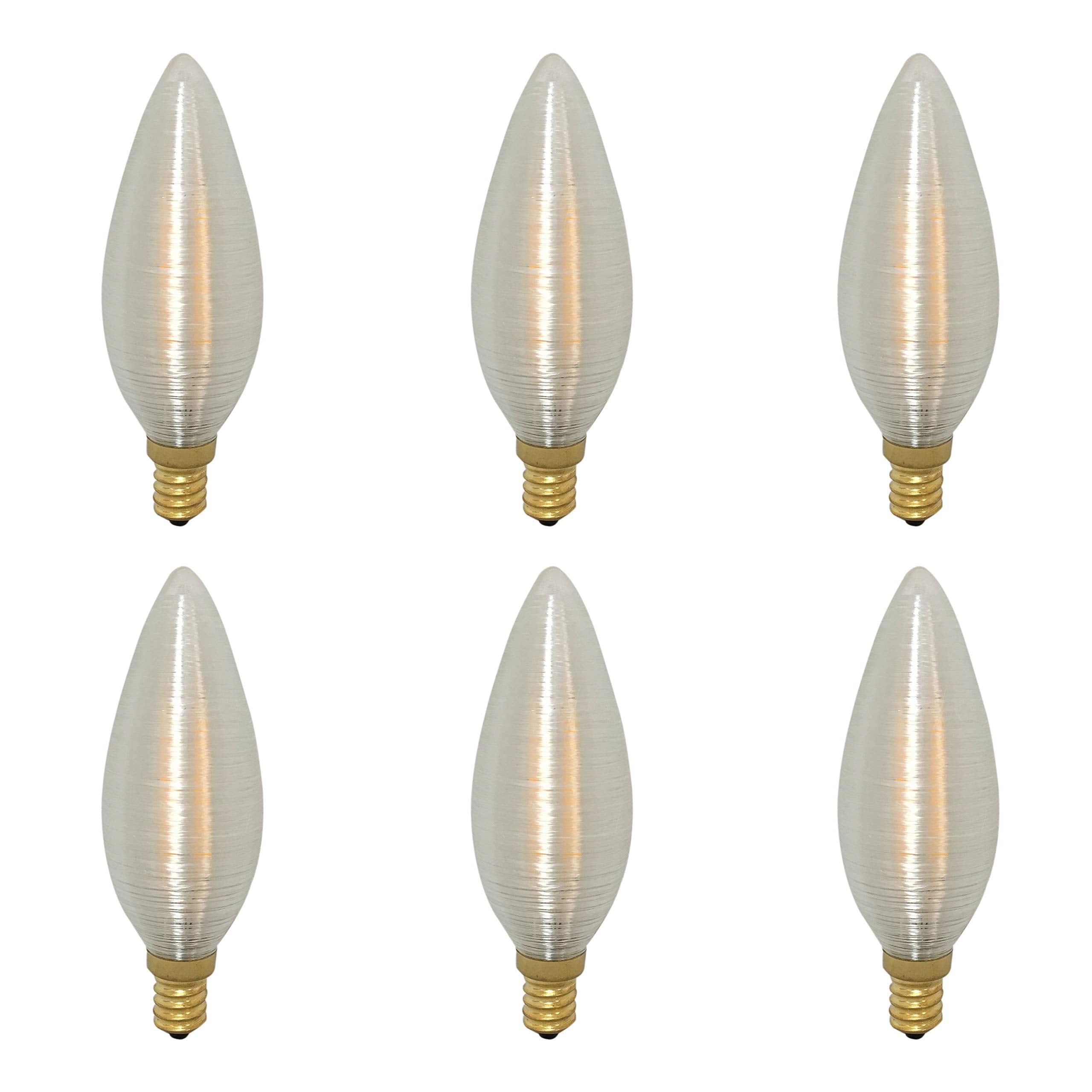 Royal Designs, Inc. Vintage Dimmable Silk Wrapped Torpedo Shaped Led Light Bulbs, E26 Medium Brass Base, 130V, 4W, Set Of 6