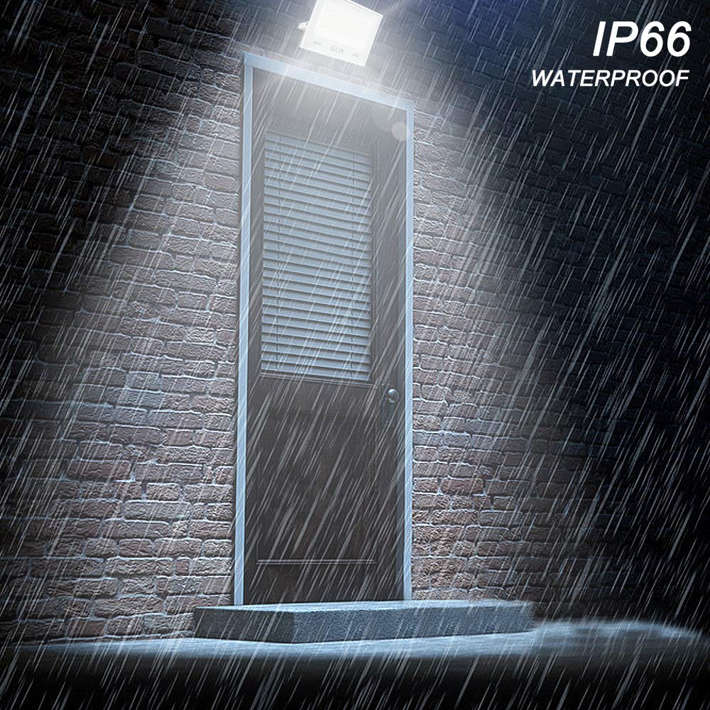 Glw Led Flood Lights 60W 3 Pack, 6000Lm Super Bright Floodlight Ip66 Waterproof Outdoor Security Work Light With Plug, 6000K Day