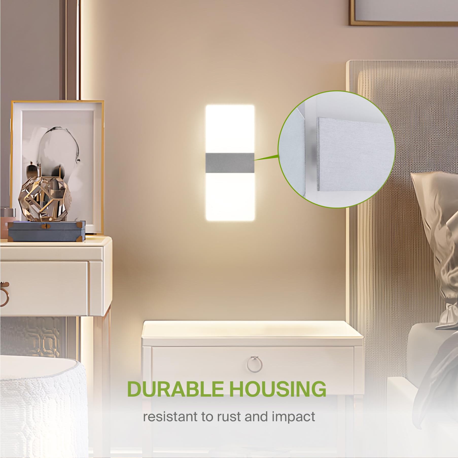 ASD 12 Inch LED Wall Sconce - Dimmable Brushed Nickel Light Fixture, Adjustable 2700K-5000K, Model A-LWS12-12D12ACNK