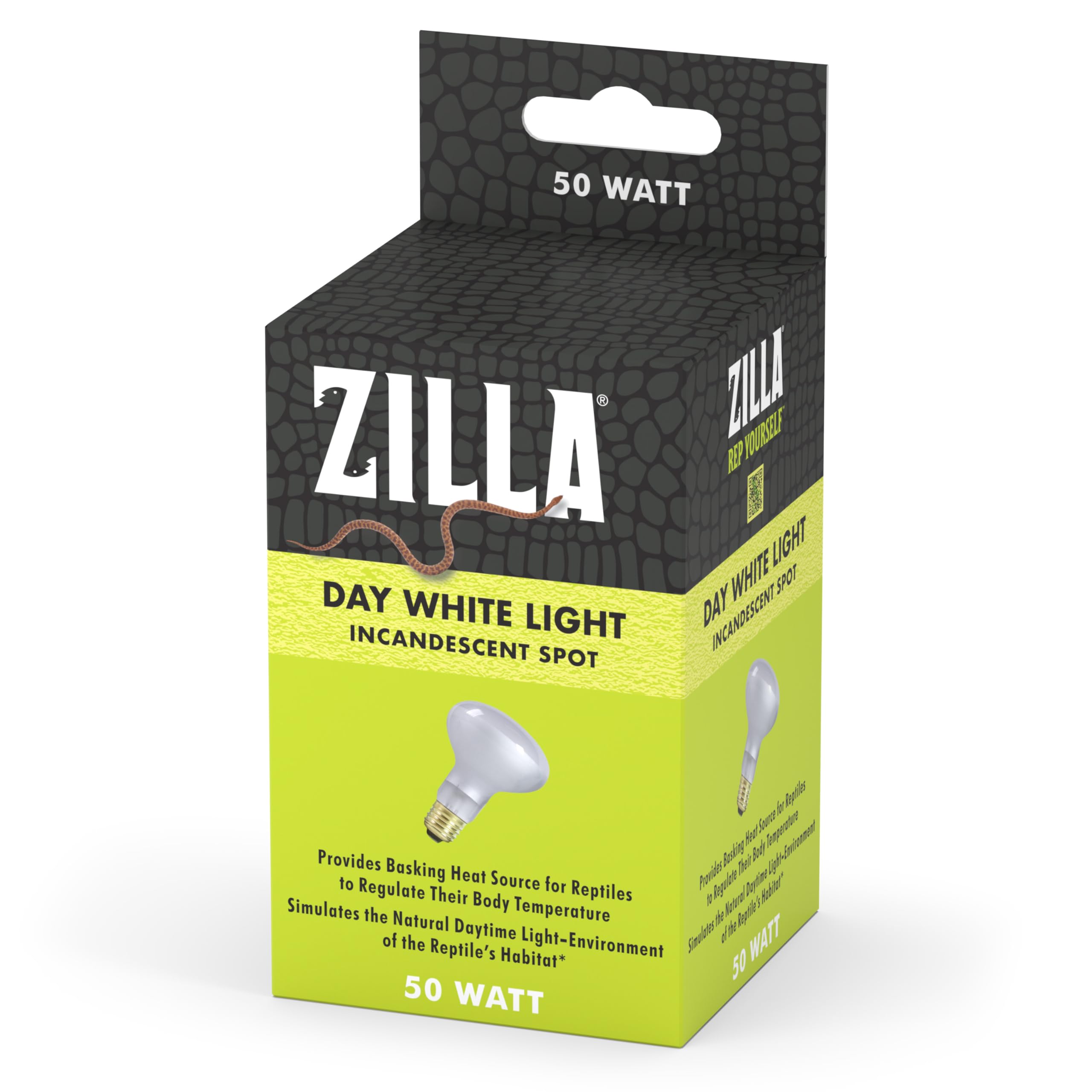 Zilla 50W Incandescent Spot Bulbs, Day White, 1 Count - Perfect For Bright Lighting Solutions