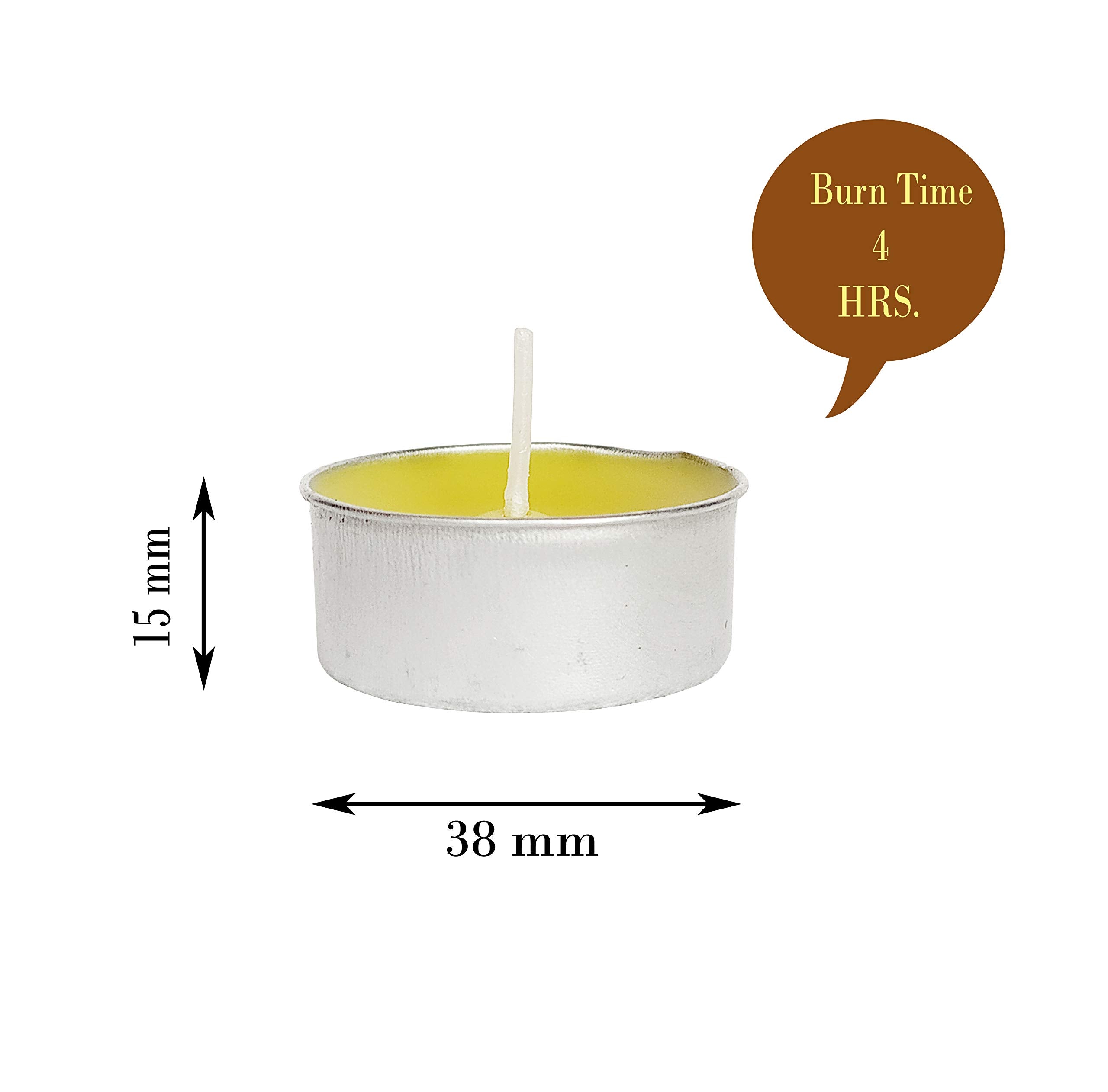 Pure Indian Candle Handmade Sandalwood Amber Scented Yellow Tea Light Candle PICTC25005 (Pack of 25 Pcs.)