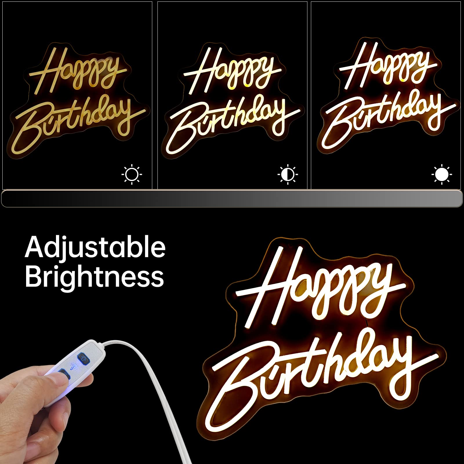Happy Birthday Neon Sign, Happy Birthday Light Up Sign, Neon Happy Birthday Sign, Happy Birthday Led Sign for Backdrop All Birth