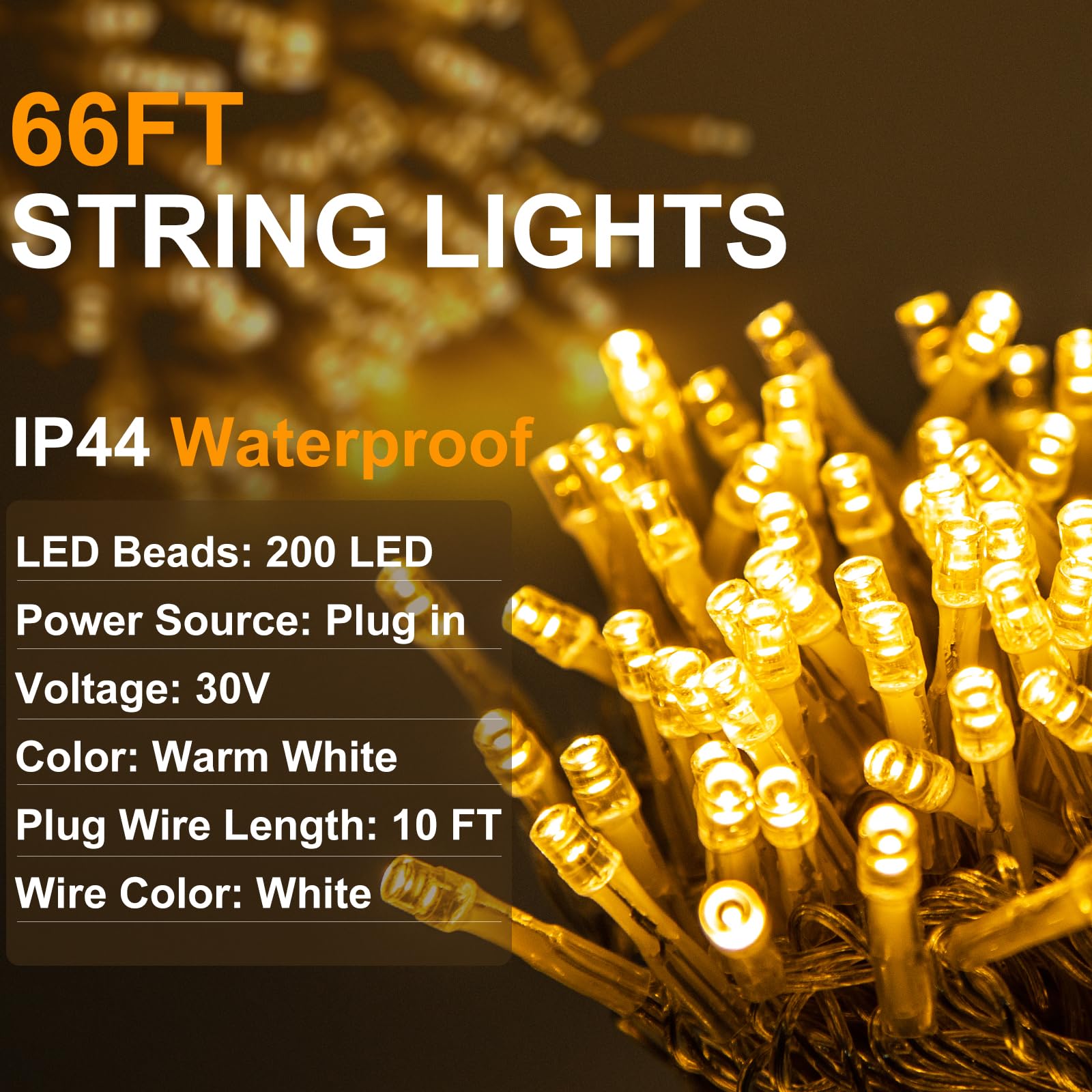 Varmepals 200 Led Plug In String Lights With Remote Outdoor Indoor,Extra-Long 76Ft Warm White Twinkle Fairy Lights Clear Wire Fo