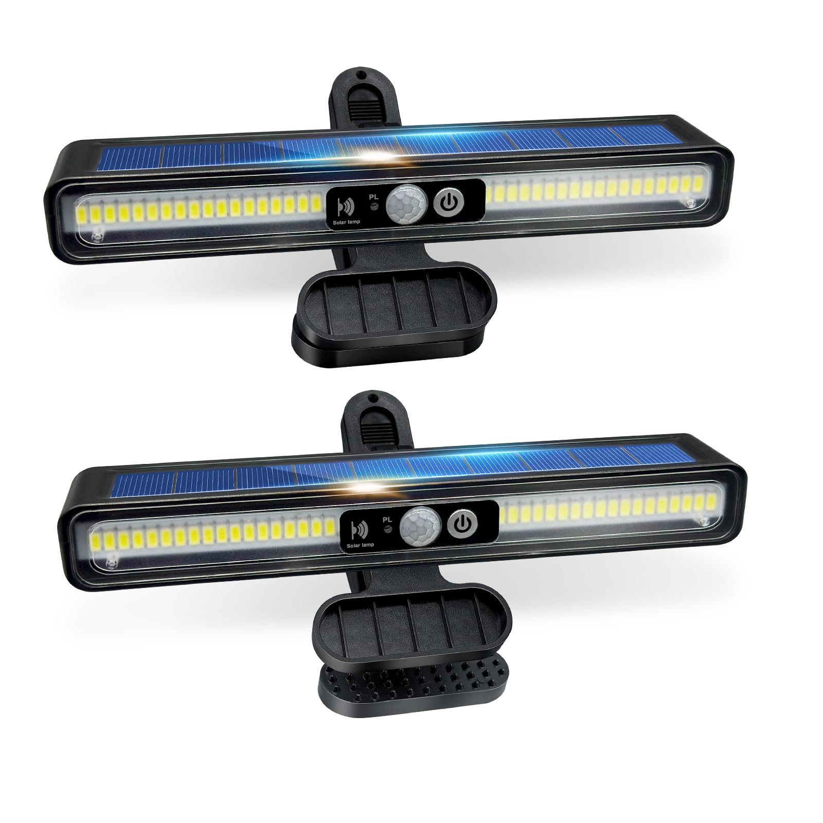 Clip On Solar Motion Lights Outdoor  2 Pack 3 Modes Fence Lights Solar Powered  36 LEDs 6500K Waterproof  Portable Security Light for Yard  Camping  Garage(Cold White)