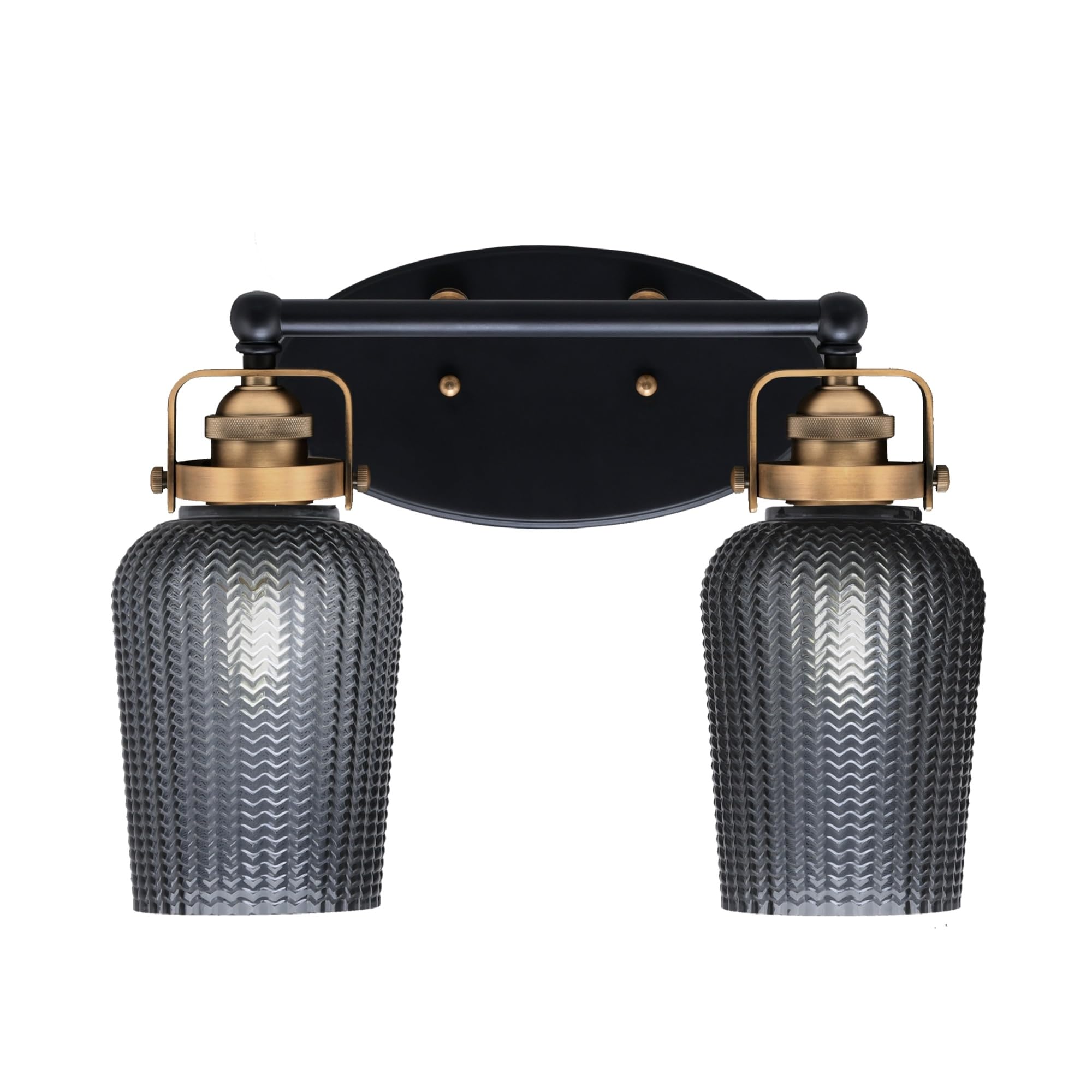 Easton 2 Light Bath Bar Shown In Matte Black & Brass Finish With 5" Smoke Textured Glass