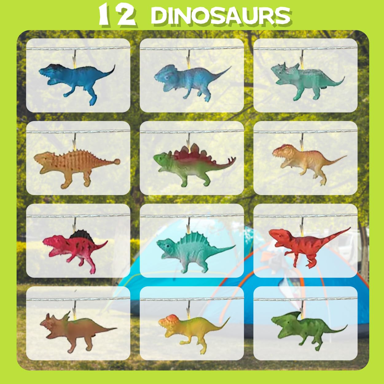 Hoolight Dinosaur String Lights - 12 LED Battery Operated Decor - 8 Modes for Kids' Room, Christmas Party, Bedroom, Nursery, Model TZDS123
