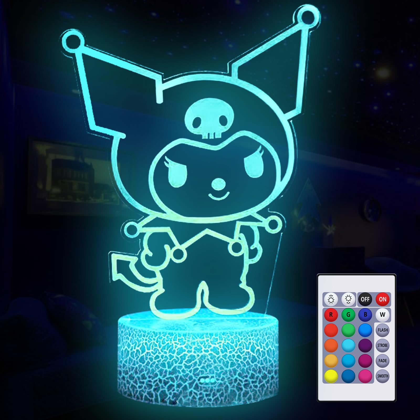 COBIKU 16 Colors Night Light 3D Illusion Table Lamp with Touch & Remote Control LED Lamp Kawaii Anime Led Light Cute Desk Lamp f