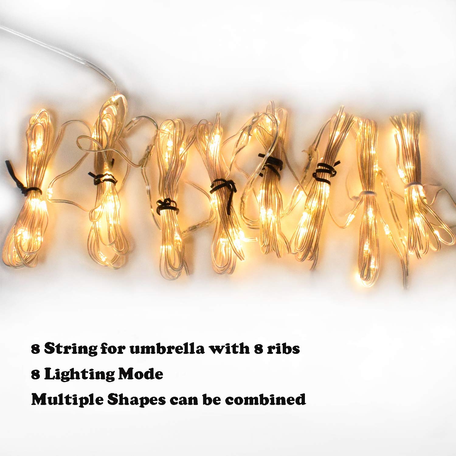 Patio Umbrella Lights 8 Lighting Mode 104 Led String Lights With Remote Control Umbrella Lights Battery Operated Waterproof Outdoor Decor For Patio Umbrellas Outdoor Use Camping Tents Warm White