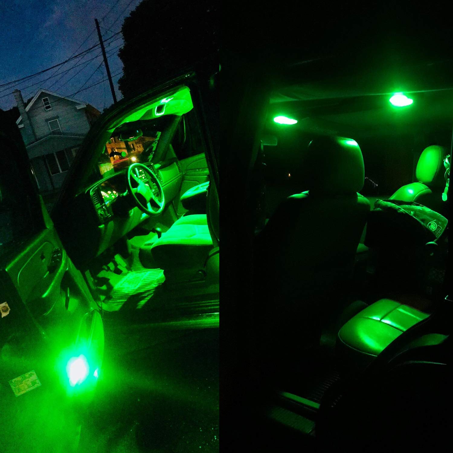 BRISHINE 194 T10 LED Bulbs Green 9-SMD 2835 Chipsets for Dome Map License Plate Lights