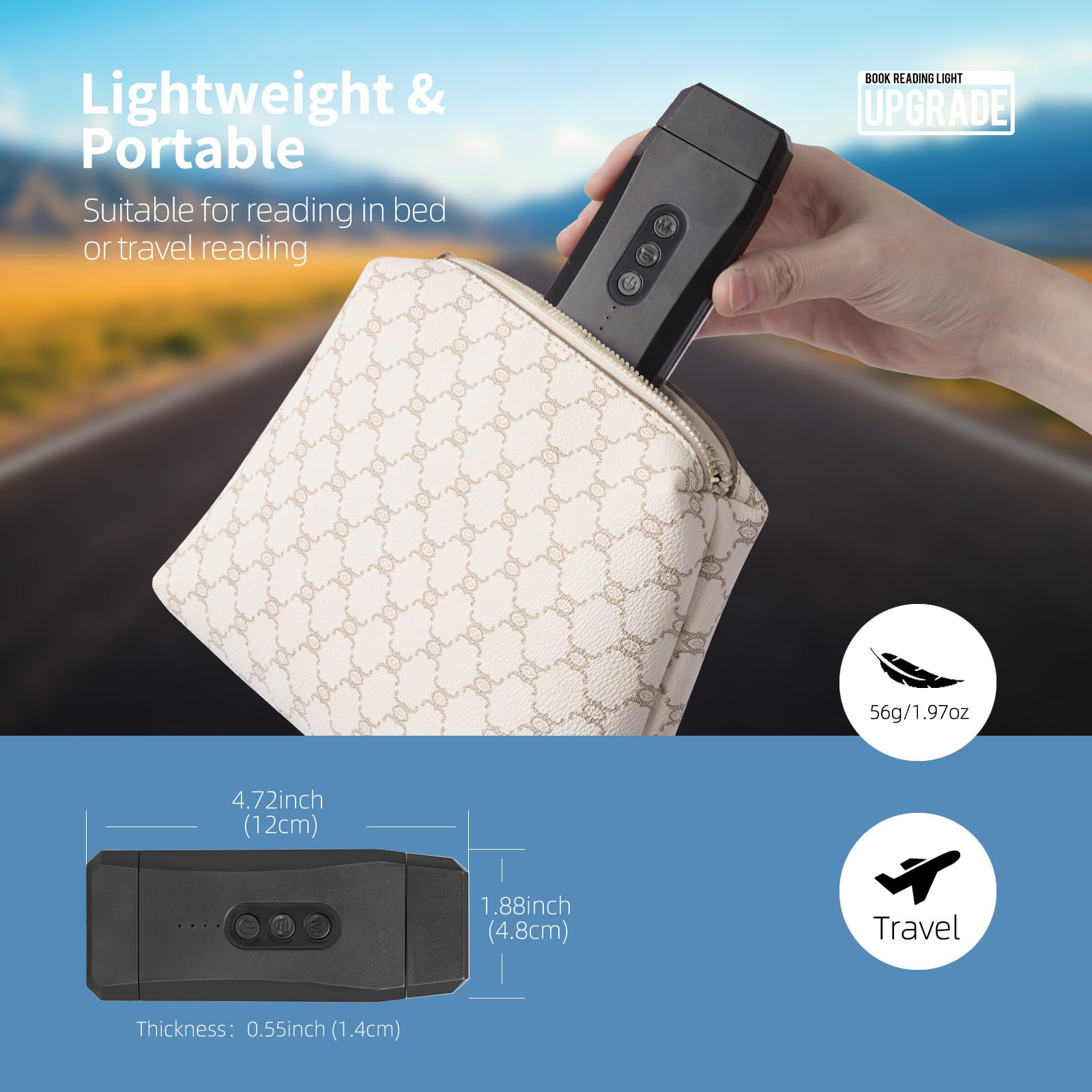 EGWASER USB Rechargeable Clip-on Book Light, 3 Amber Colors, 3 Brightness Levels, 500mAh Black, Eye-Caring Reading Light for Kids & Book Lovers
