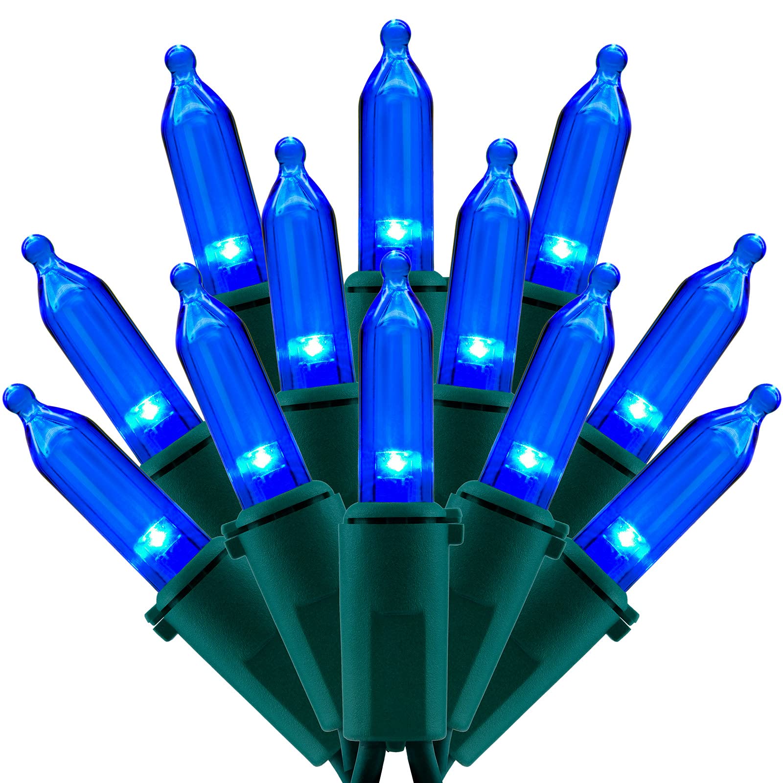 Sweet Shine 200 Count Blue Led Christmas Lights, 66 Ft Green Wire, Ul Certified String Lights