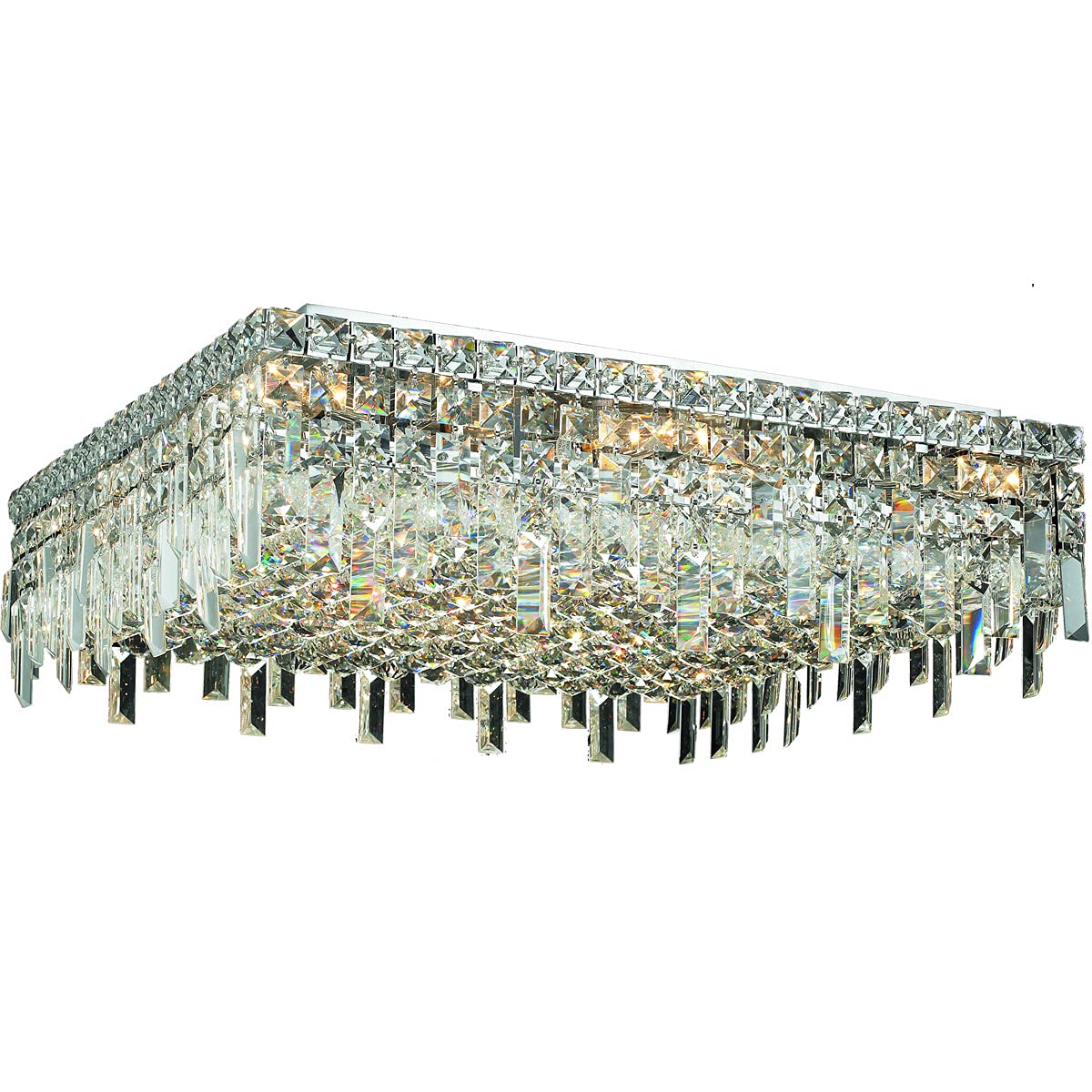 Elegant Lighting 2033F24C/RC Royal Cut Clear Crystal Maxim 13-Light, Single-Tier Flush Mount Crystal Chandelier, Chrome Finish