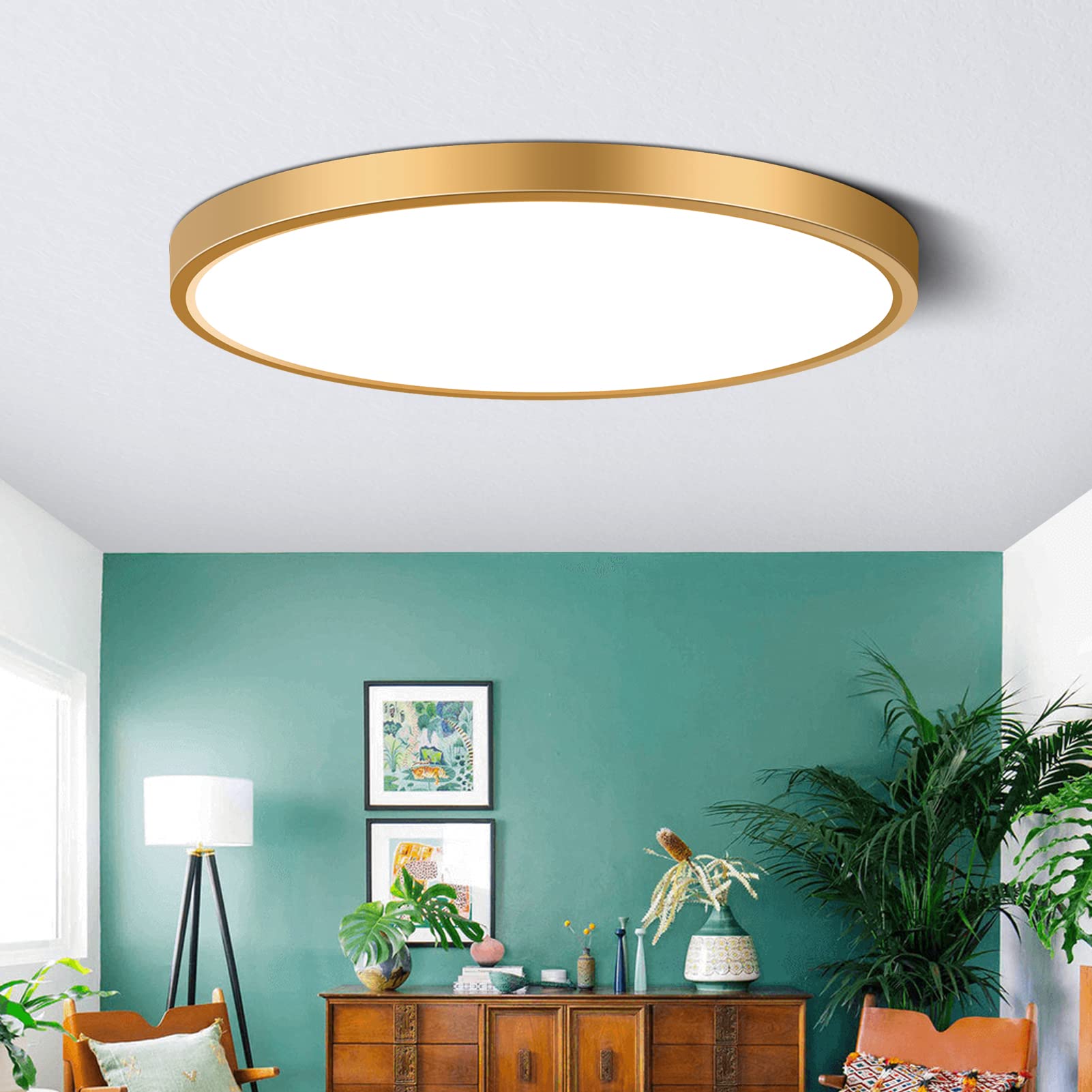 9&quot; Gold Led Flush Mount Ceiling Light By Ledlightsworld, 5000K Daylight, 18W, Slim Design