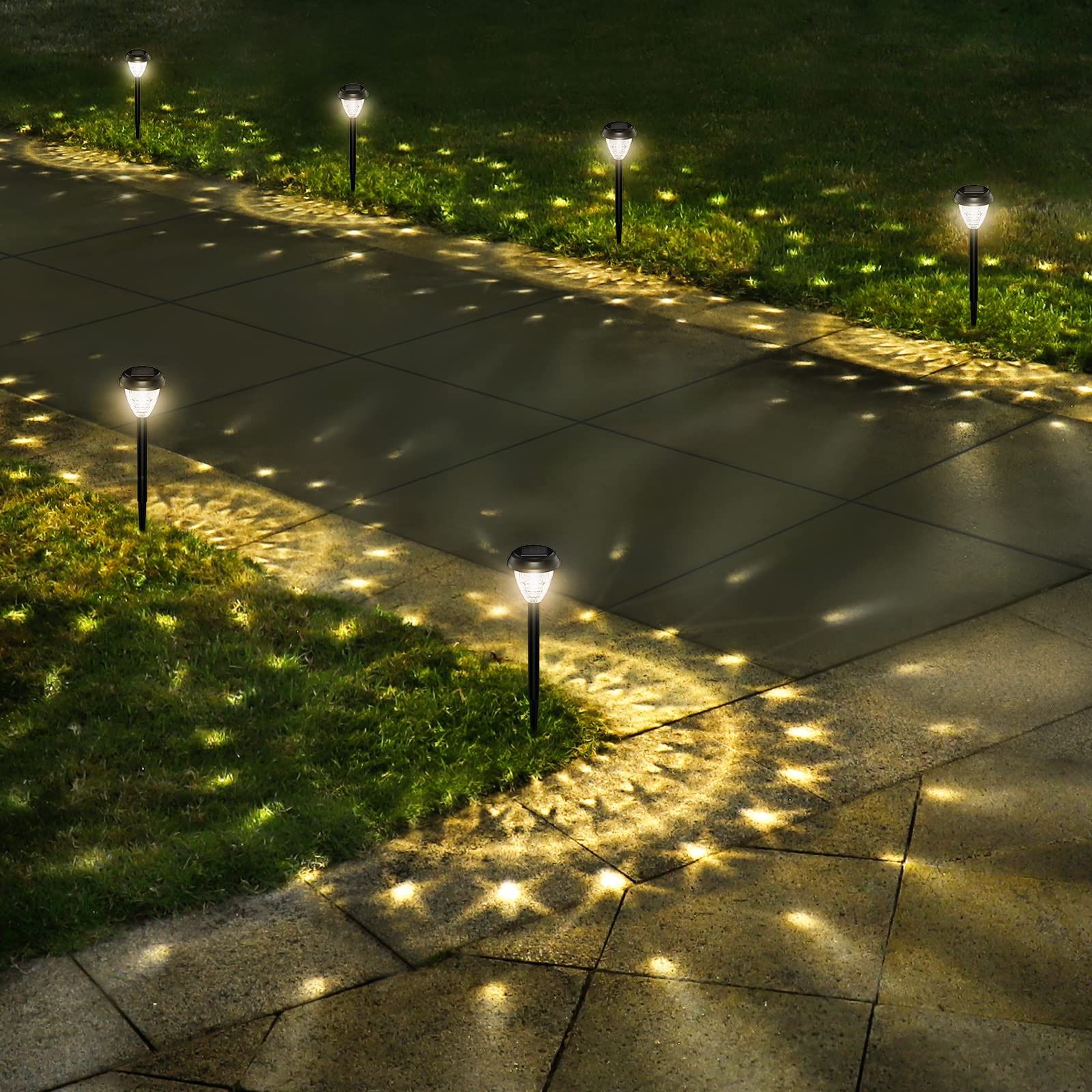 URAGO Solar Lights Outdoor, 10 Pack Warm White LED, Waterproof, Dusk to Dawn, Auto On/Off, Decorative Pathway Garden Lighting