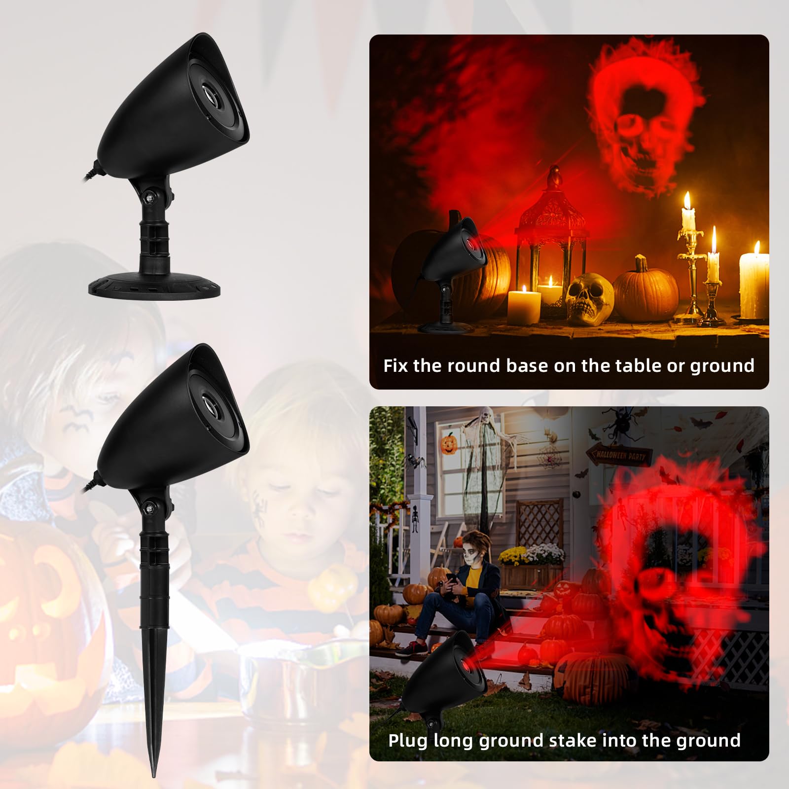 Forchic Halloween Projector Lights, Waterproof Red Skull Led For Indoor/Outdoor Decoration