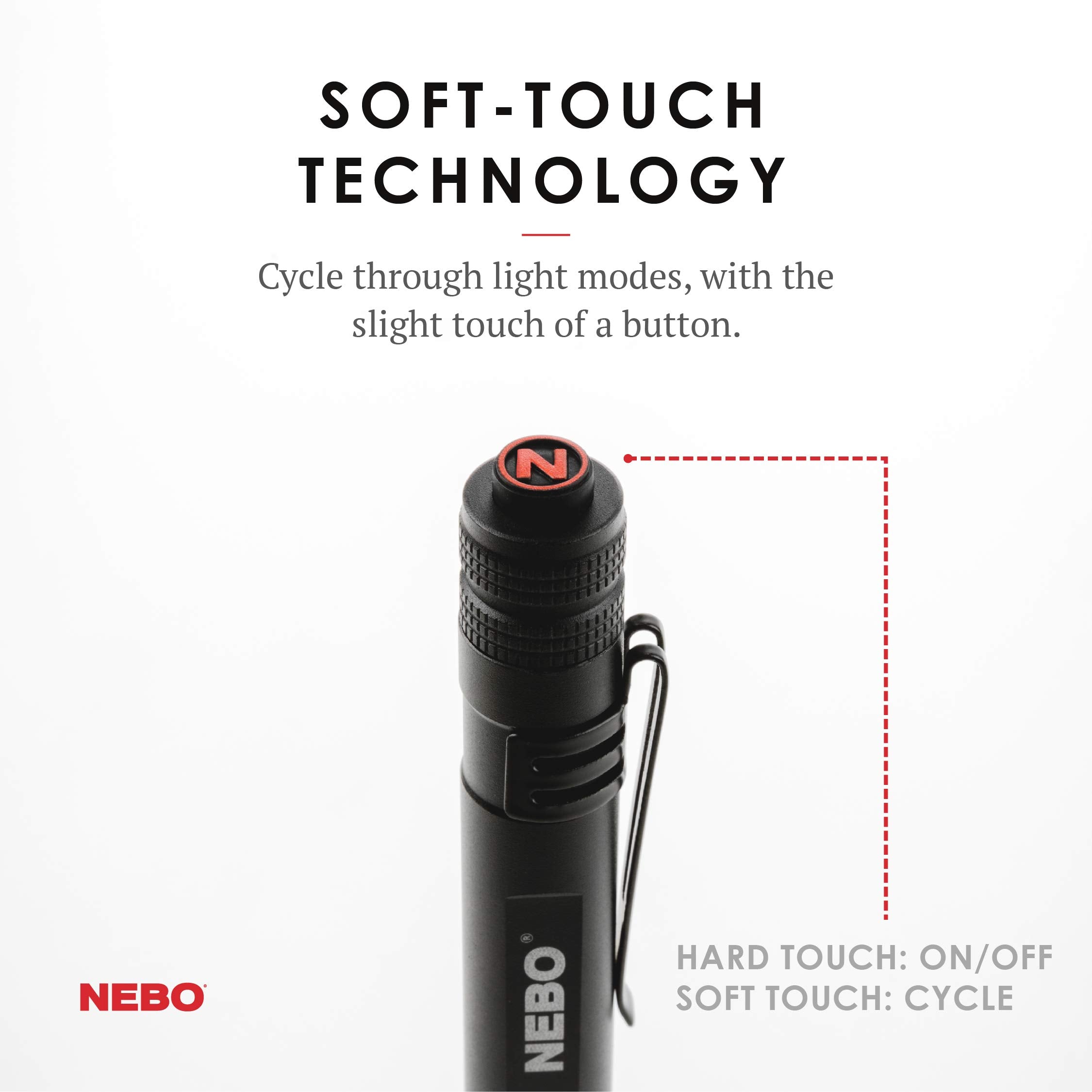 NEBO Rechargeable Pen Light Flashlight - 360 Lumens, Black, Aluminum, Model 6810, Includes Rechargeable Battery & AAA Battery Option, 1 Pack
