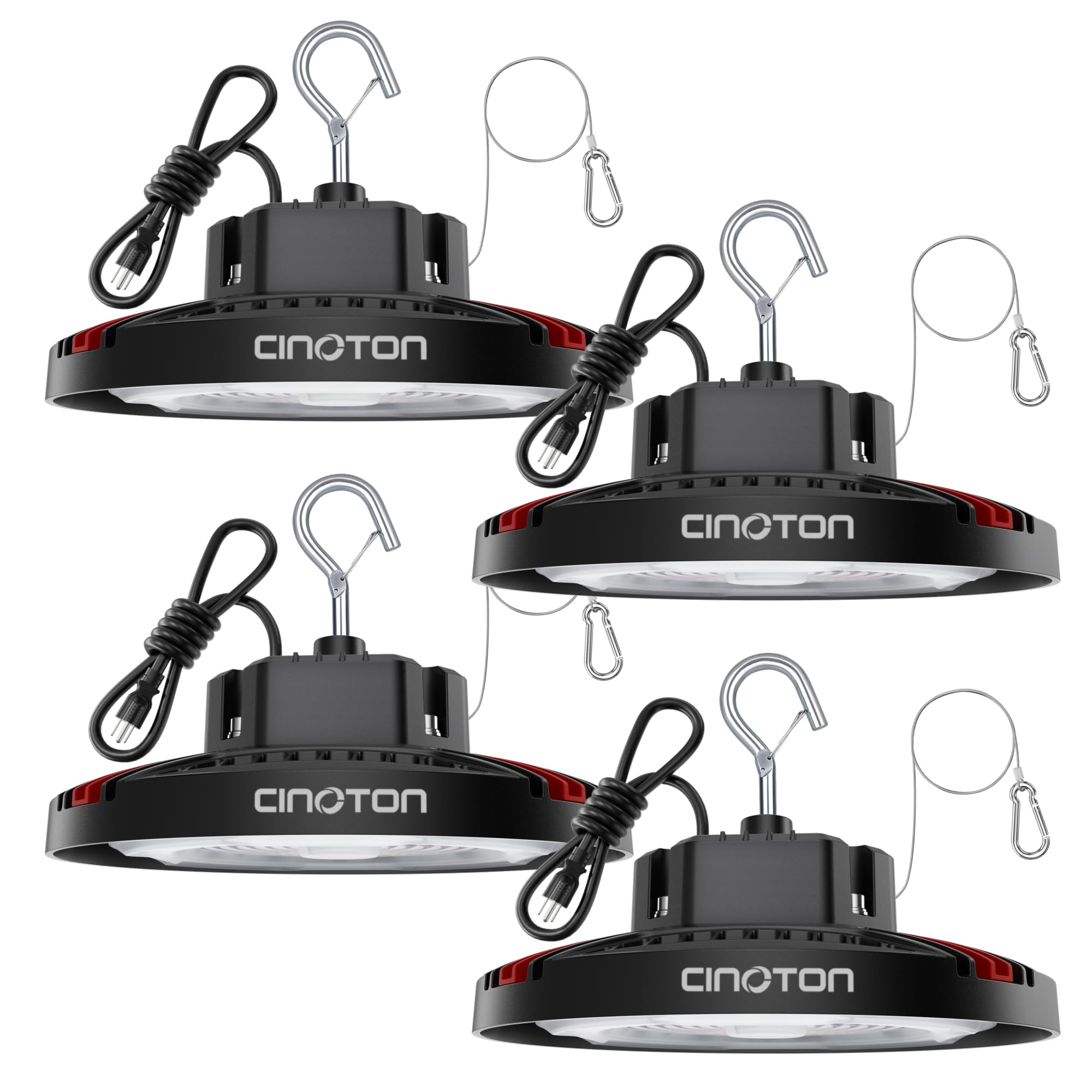 CINOTON 160W UFO LED High Bay Light, Aluminum, 24000LM, 5000K, ETL Listed, 4 Pack, Daylight White, Model HB025