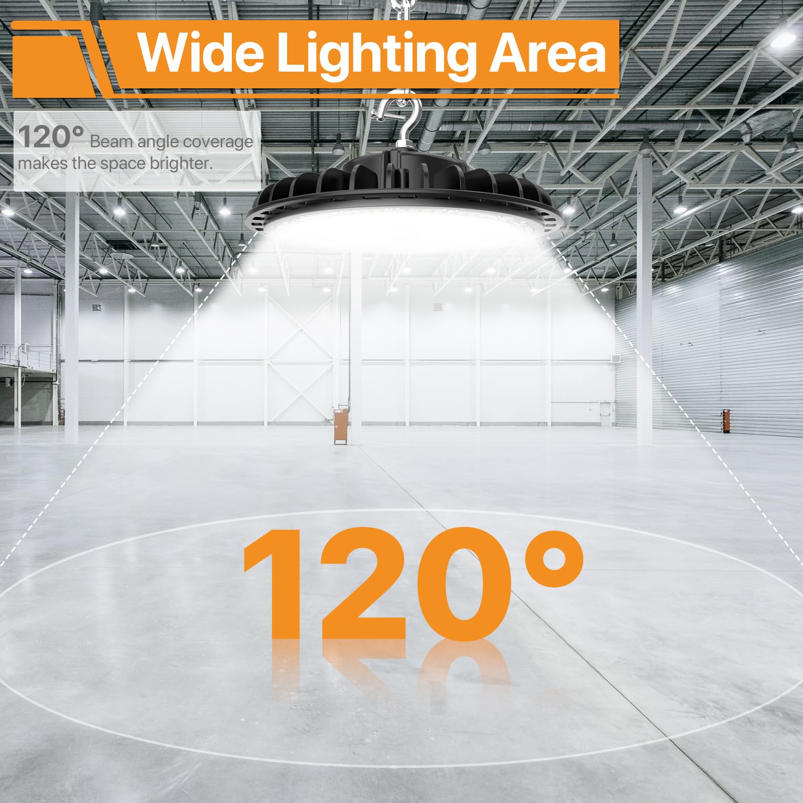 Pvilub High Bay Led Shop Lights: 150W 21000Lm Ufo Led High Bay Light With Us Plug, 120-277V, Ip65 Commercial Bay Lighting, High Bay Led Lights For Garage Workshop Warehouse Factory Barn 2Pack