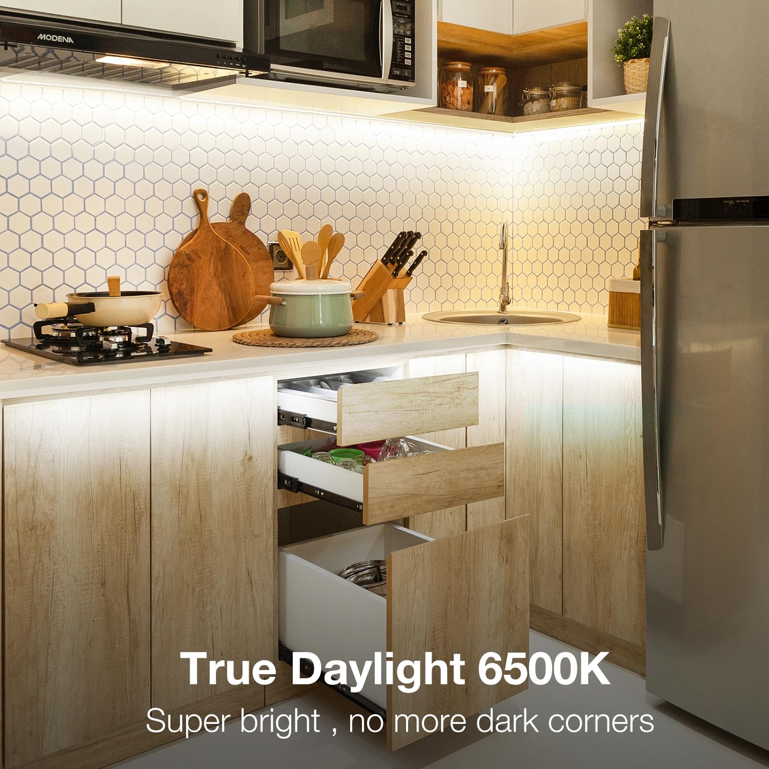 Daybetter Under Cabinet Lighting, 20Ft Rgbwic Under Cabinet Lights, 360 Leds (60 Leds Per 3.2Ft/1M), Smart Rgb+White(6500K) 4 Co