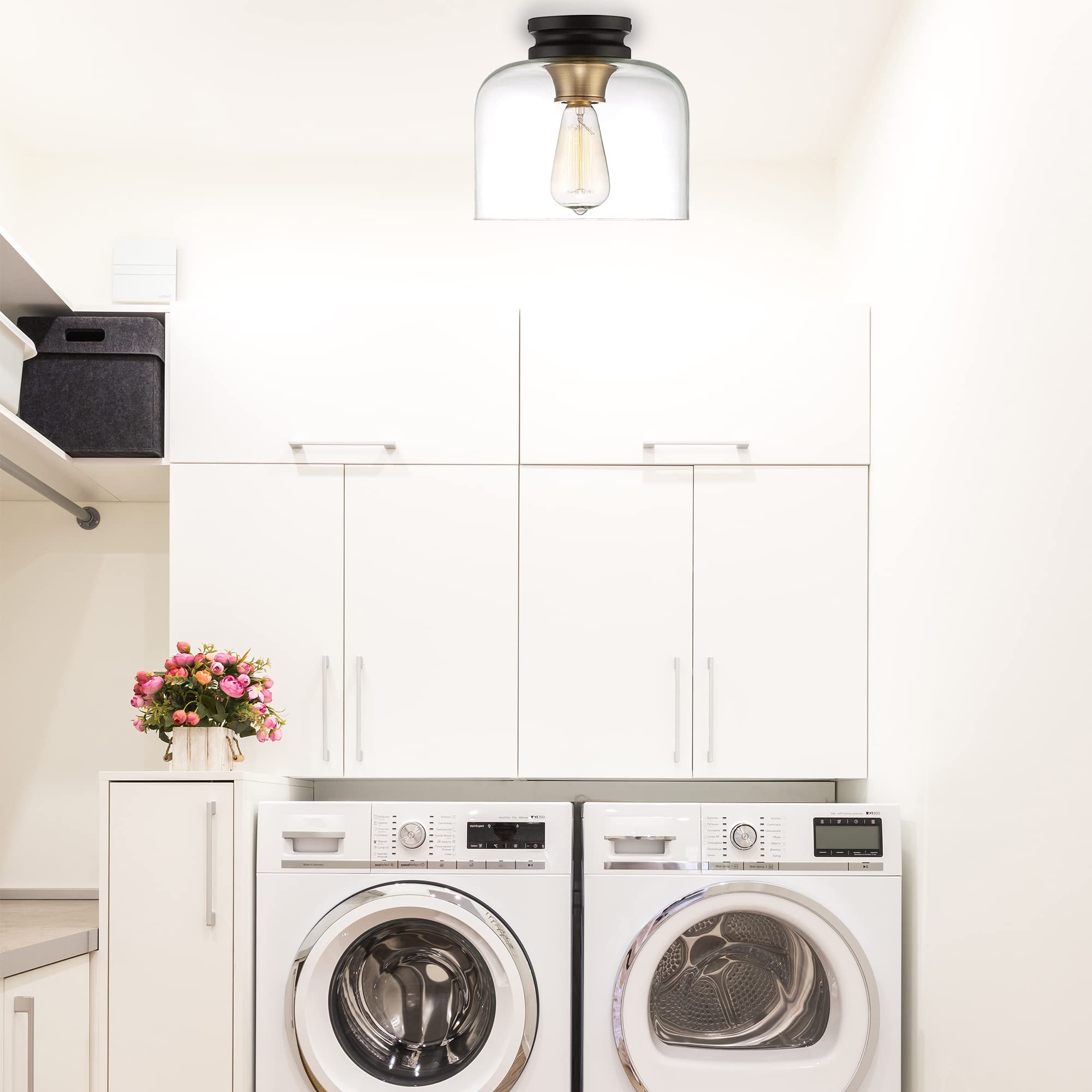 DESIGNERS FOUNTAIN 1-Light Flush Mount Ceiling Light, 9in W, Vintage Bronze, Metal, Model 1261-VB