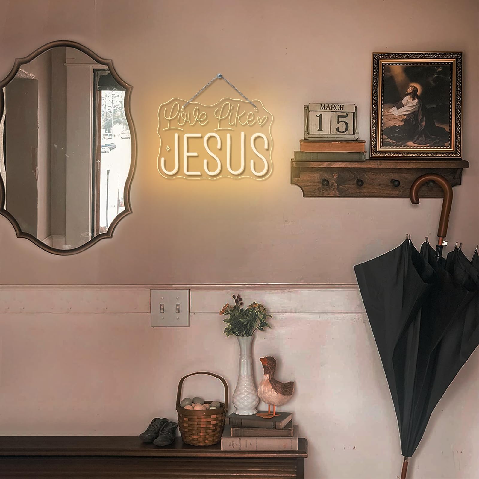 Horseneon Love Like Jesus Neon Sign - Scripture Led Wall Decor For Churches  Home Altars & Christian Gifts  Usb-Powered Adjustable Brightness  Faith-Based Lighting