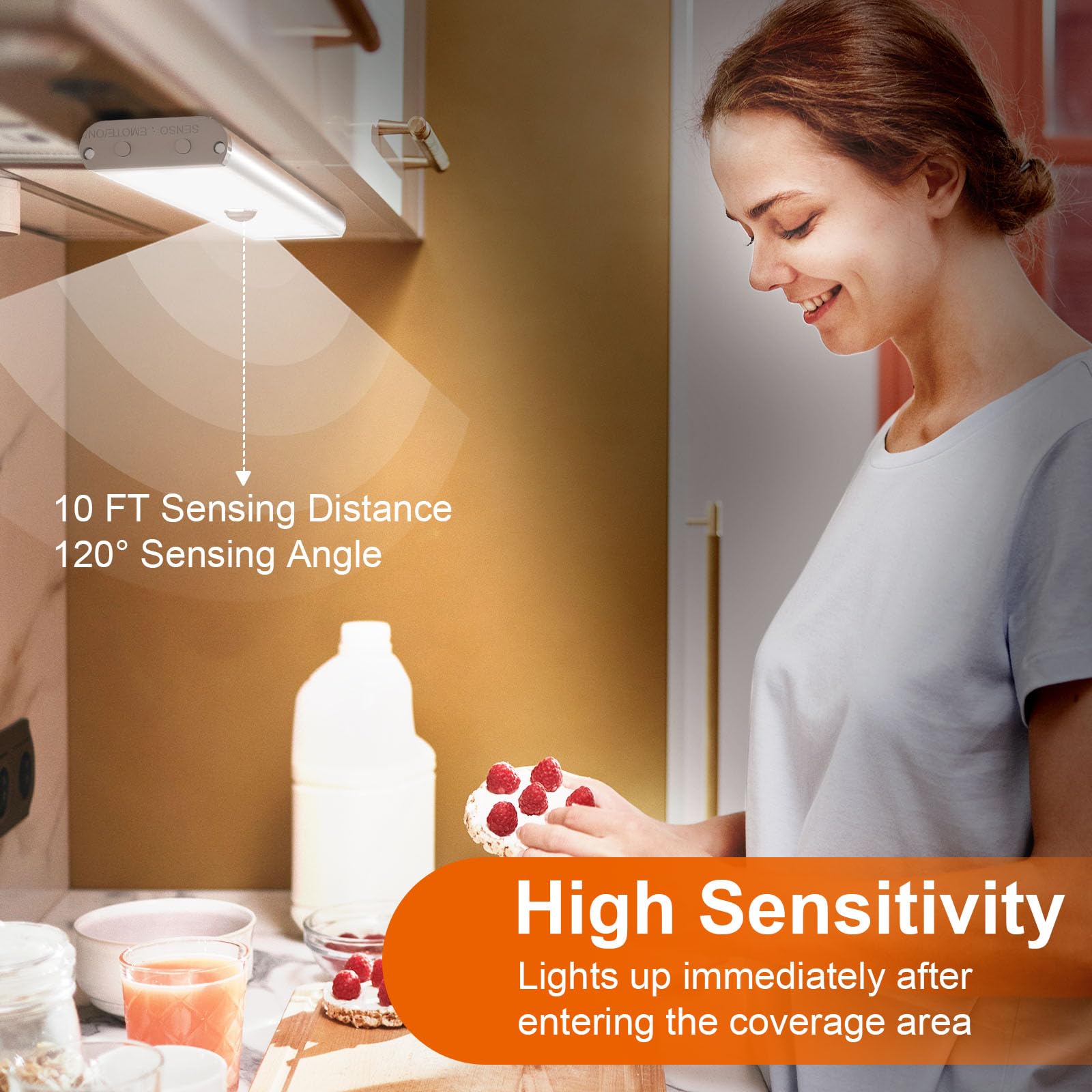 Diomart 58 LED Rechargeable Under Cabinet Motion Sensor Lights - Wireless Indoor Night Lights with Remote Control, Multicolor (6 Pcs)