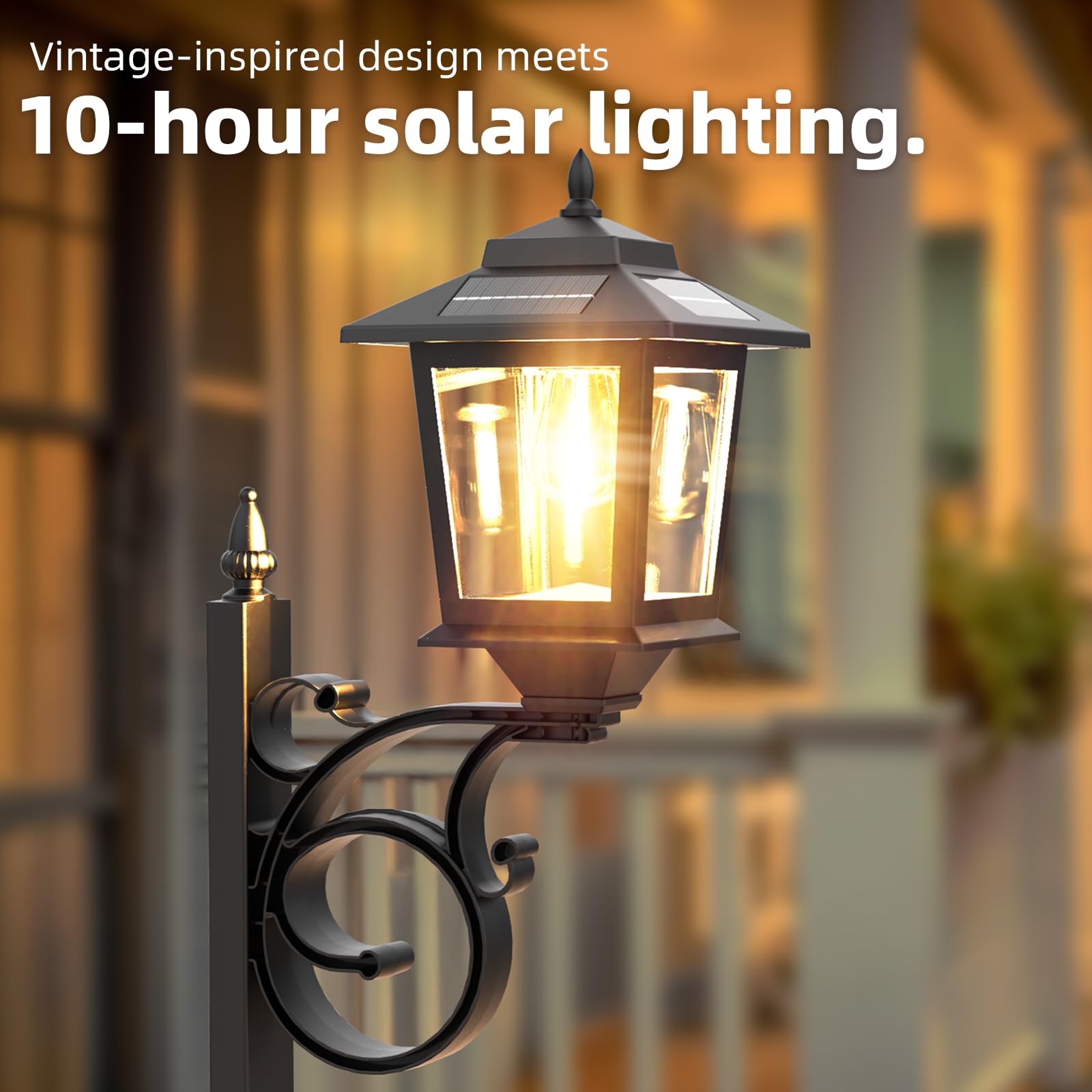 FIESTREL 2 in 1 Solar Lamp Post Light, Waterproof LED, Freestanding/Wall Mount, Black, Model 05F, Outdoor Decor for Patio & Porch