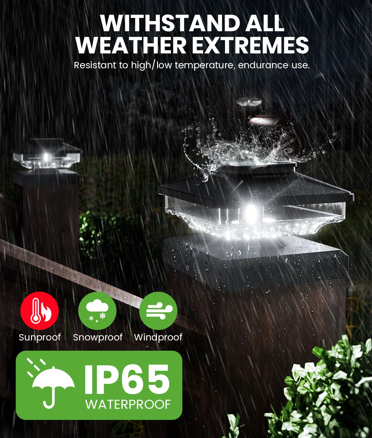 Bitpott Bright Solar Post Lights 8 Pack, 3-In-1 [4X4/5X5/6X6] Fence Post Solar Lights Waterproof Ip65, 6000K Solar Post Cap Ligh