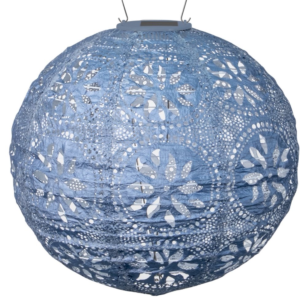 Allsop Soji Stella LED Outdoor Solar Lantern, Handmade Tyvek, 12x12, Metallic Blue, Model 31836